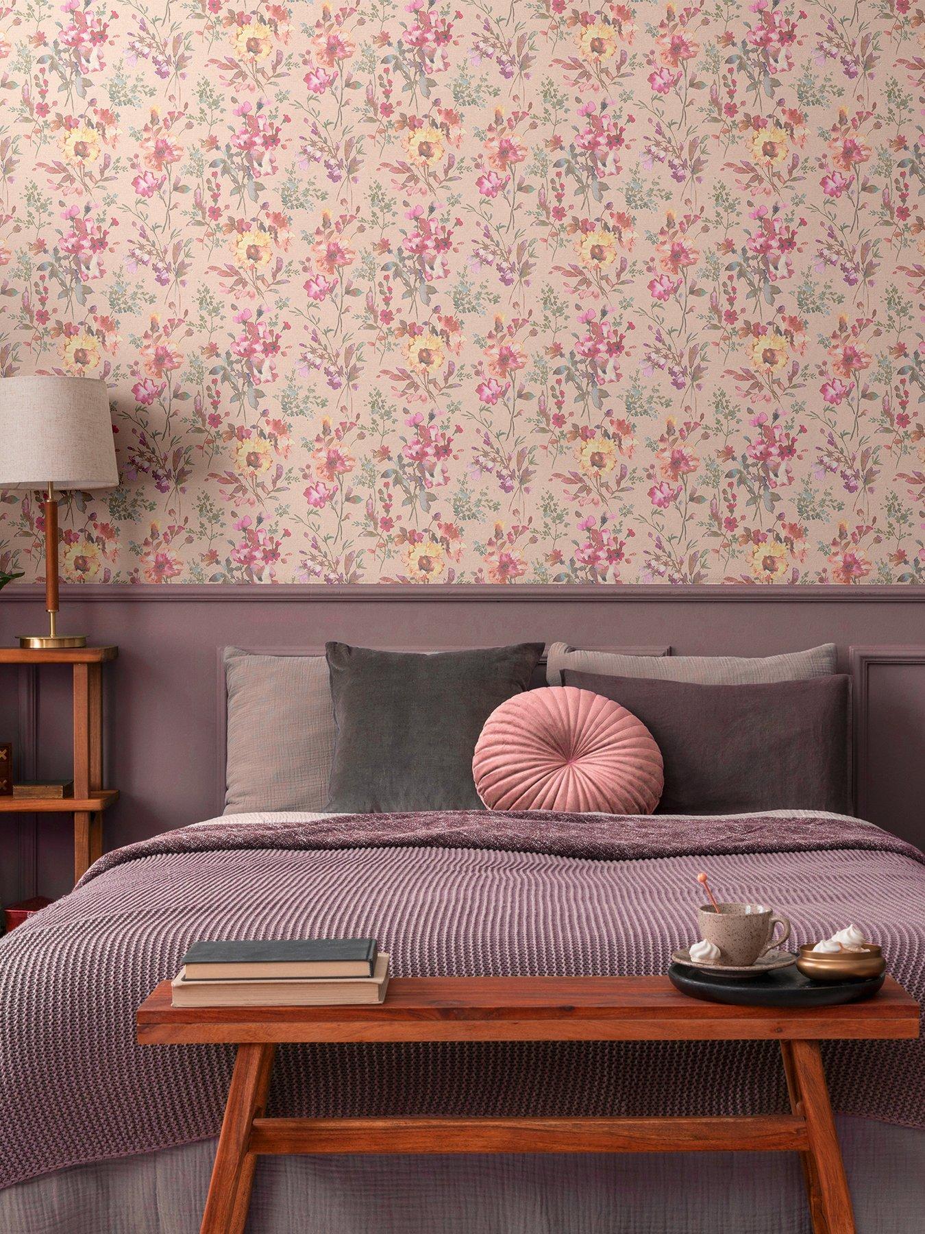 undefined Petal Poetry  Metallic Floral Pink Multi Non Woven Wallpaper