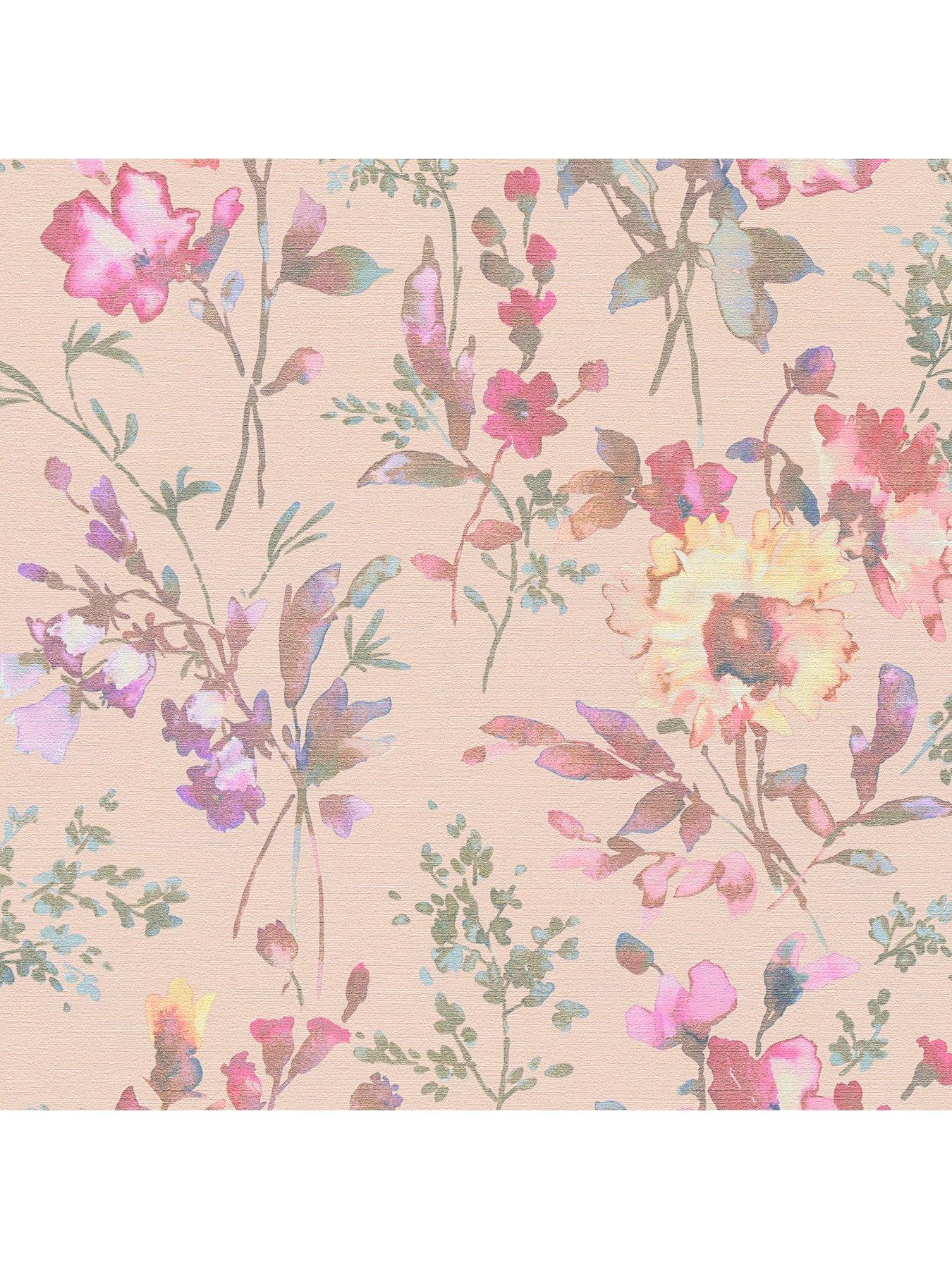Image 2 of 6 of CosmoLiving by Cosmopolitan Petal Poetry  Metallic Floral Pink Multi Non Woven Wallpaper