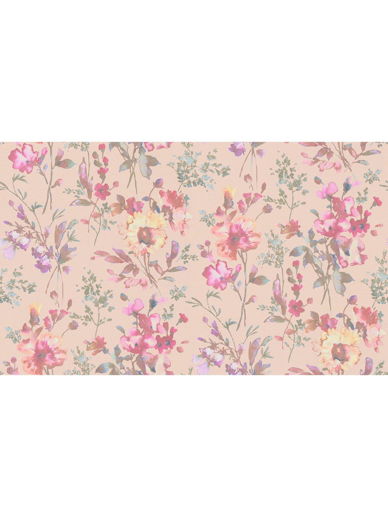 Image 4 of 6 of CosmoLiving by Cosmopolitan Petal Poetry  Metallic Floral Pink Multi Non Woven Wallpaper