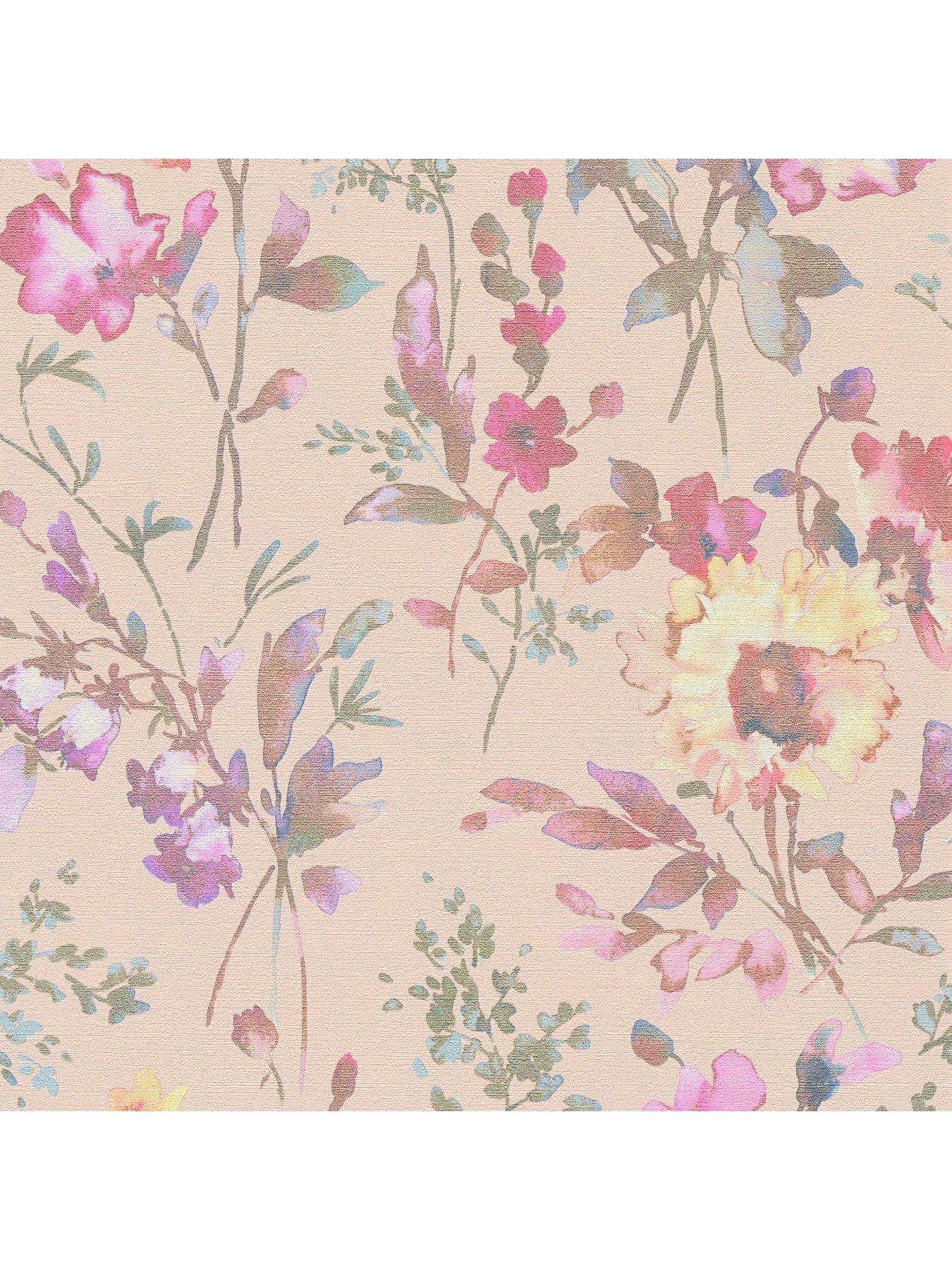Image 6 of 6 of CosmoLiving by Cosmopolitan Petal Poetry  Metallic Floral Pink Multi Non Woven Wallpaper