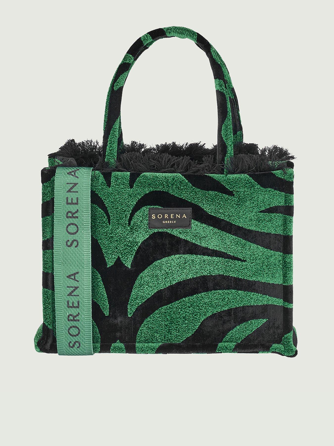 undefined Animal Velvet Petrol Medium Tote Bag - Green