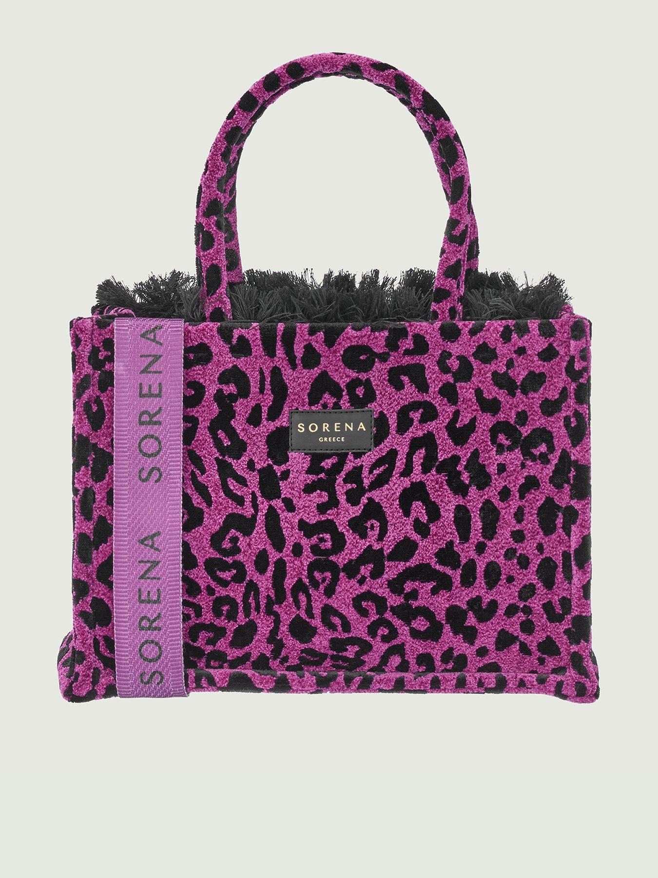 undefined Leopard Velvet Magenta Medium Tote Bag - Purple