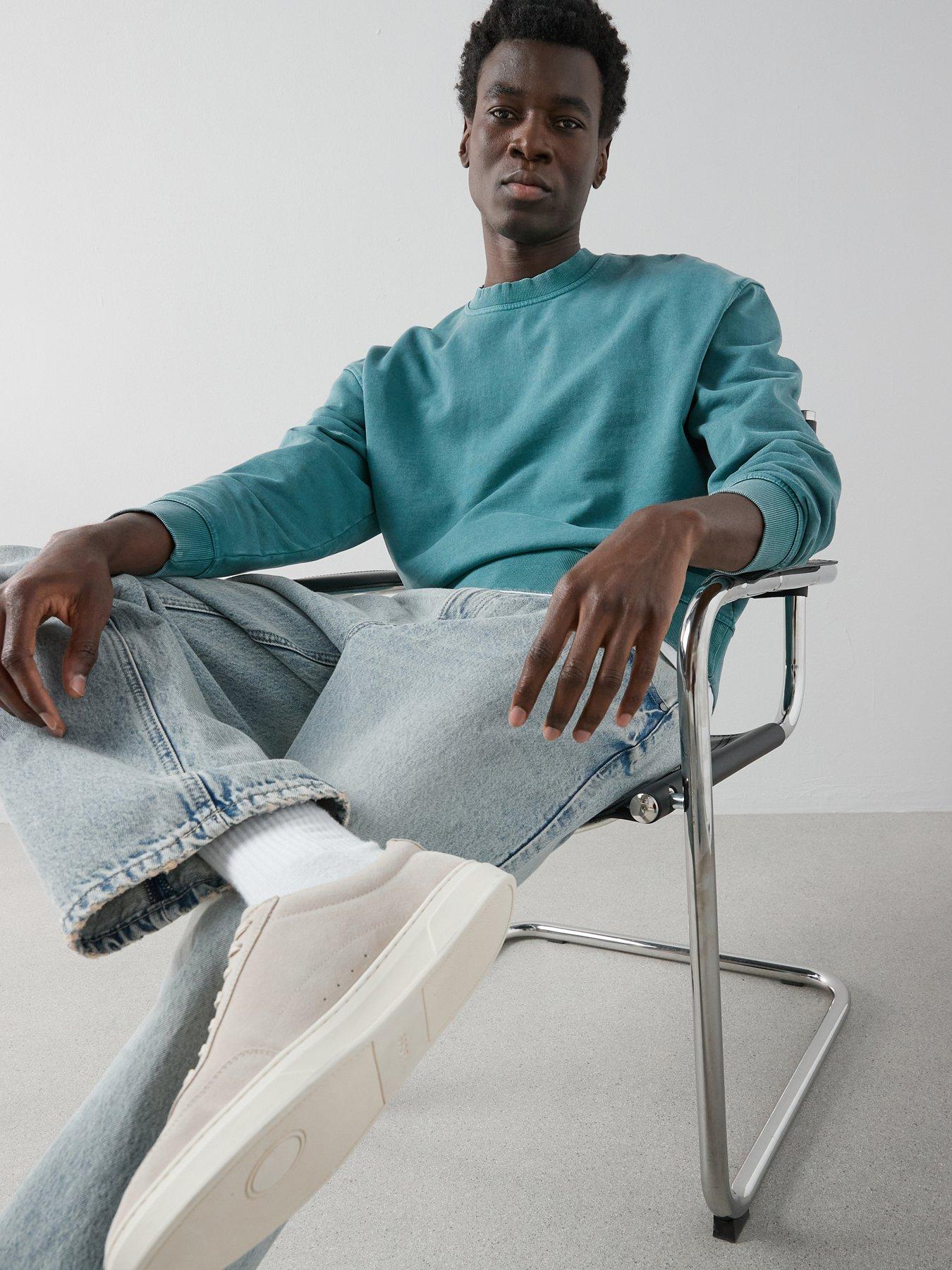 The Very Collection Pure Cotton Boxy Fit Washed Crew Neck Sweat - Teal Green