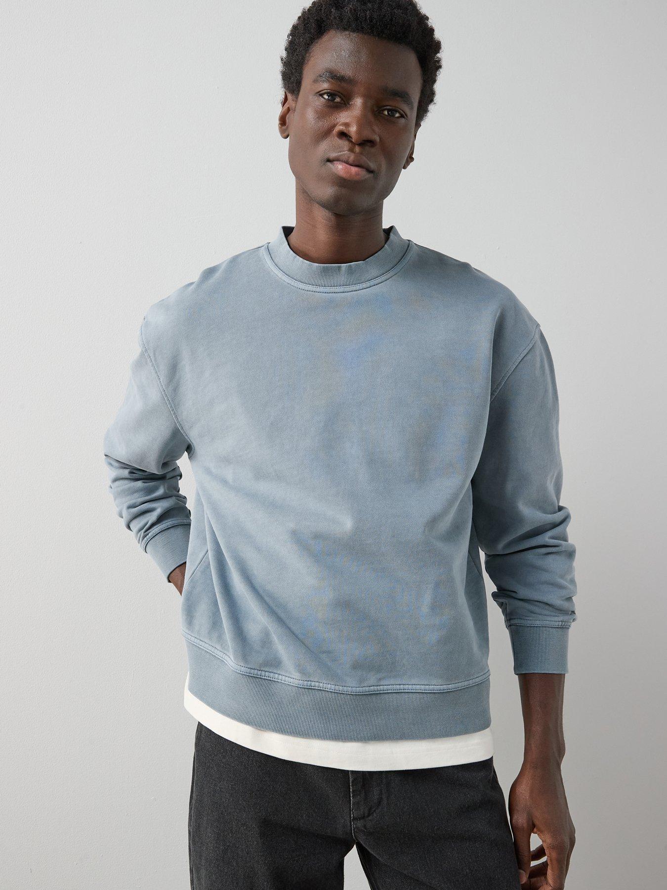The Very Collection Pure Cotton Boxy Fit Washed Crew Neck Sweat - Blue