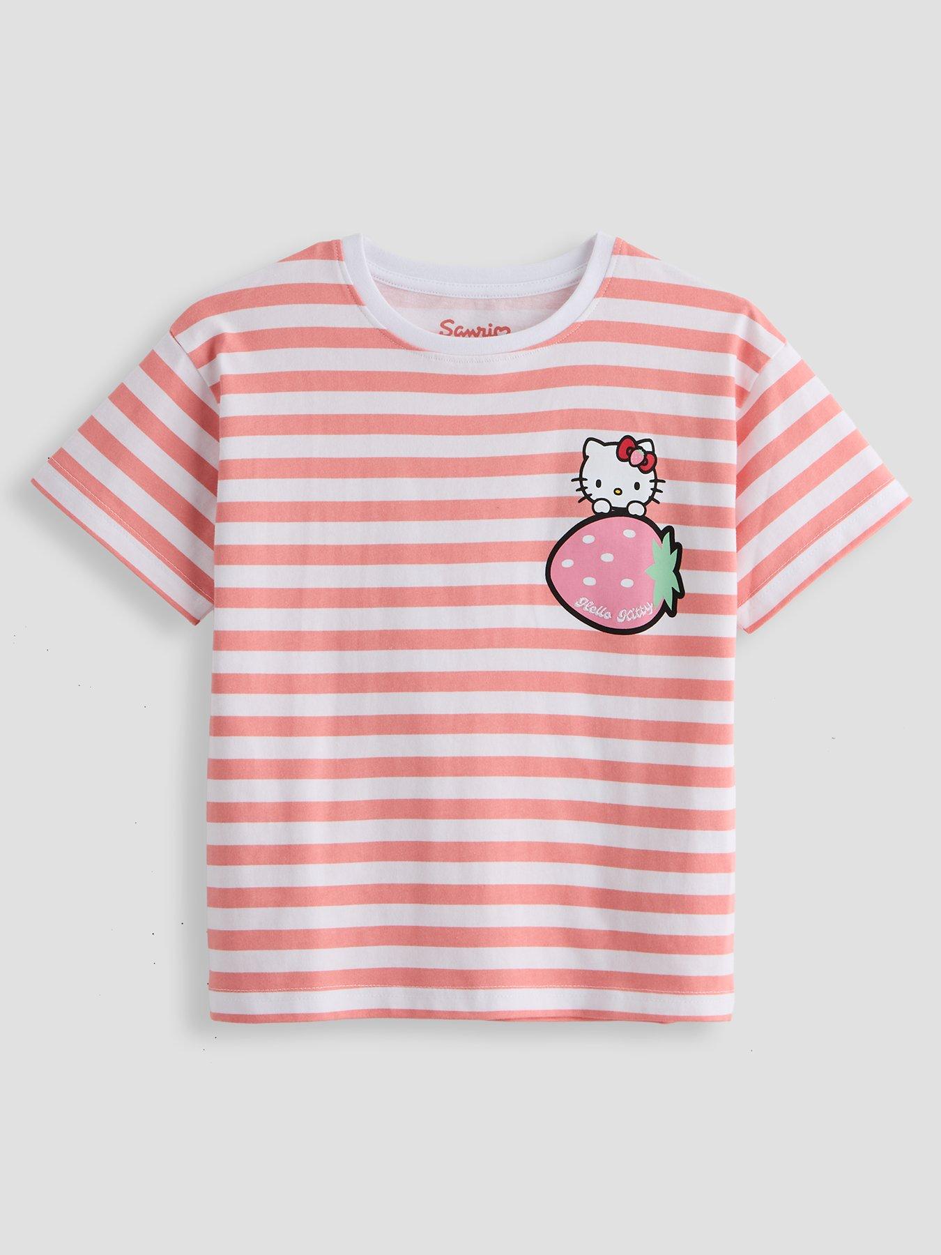 Image 1 of 5 of The Very Collection Hello Kitty Stripe Strawberry T-Shirt - Pink