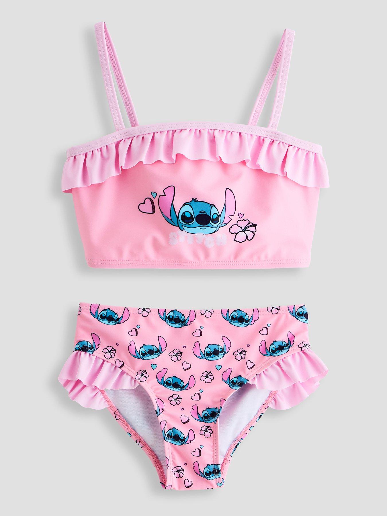 front image of the-very-collection-stitch-frill-bikini-set-pink