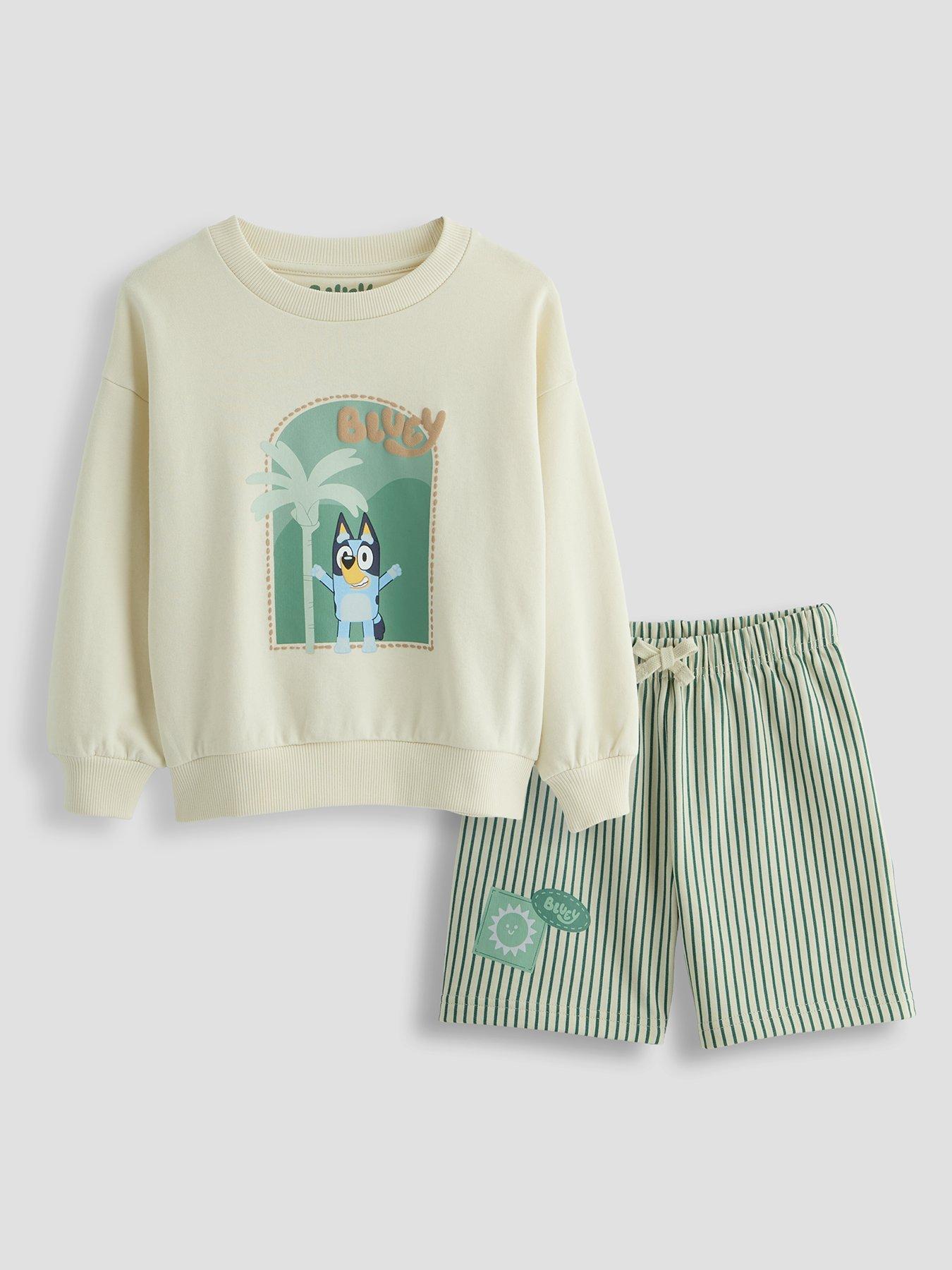 The Very Collection Bluey Palm Sweatshirt And Short Set - Cream