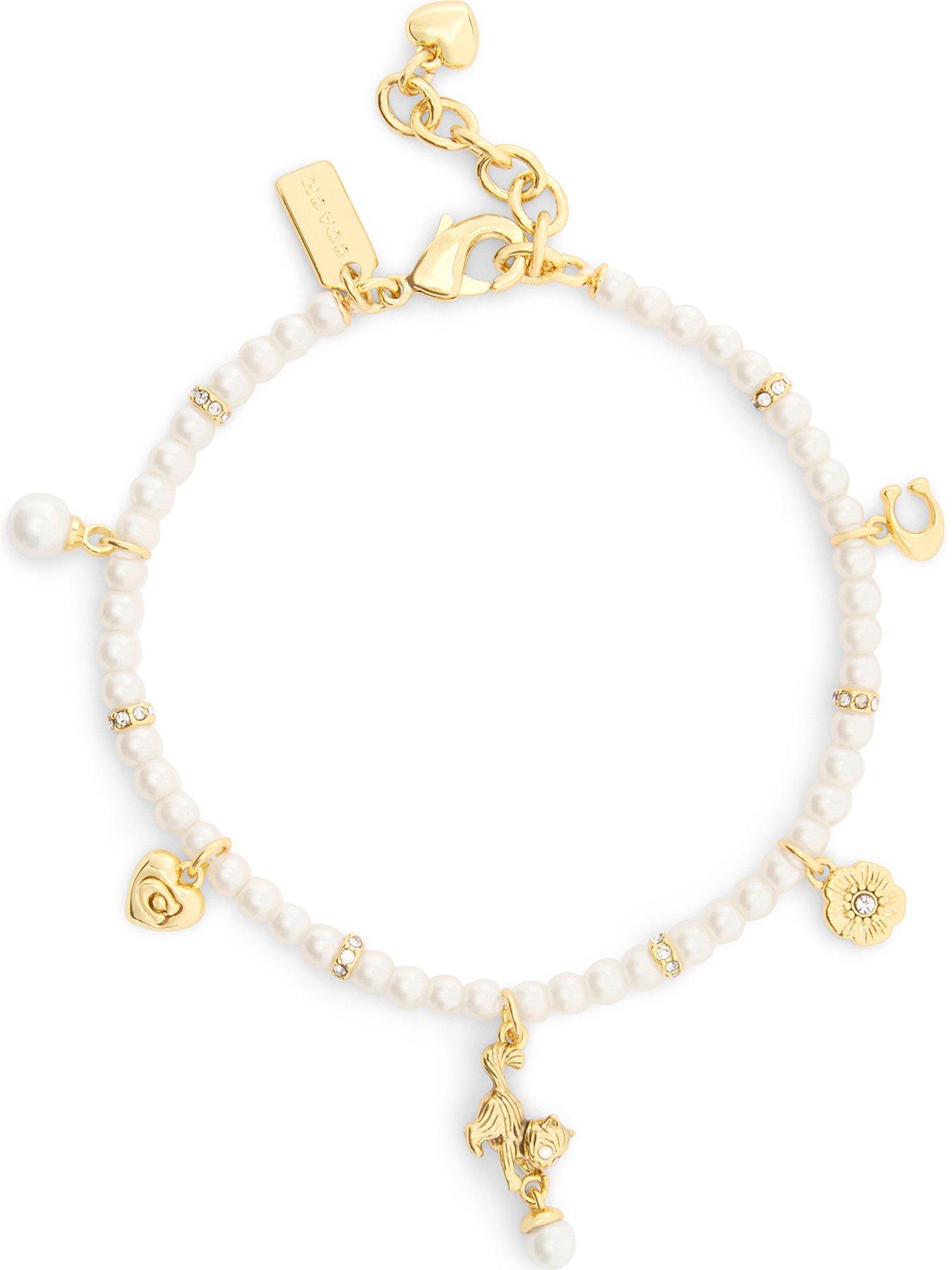 Image 1 of 4 of COACH Bracelet Cat Pearl Charm - Gold