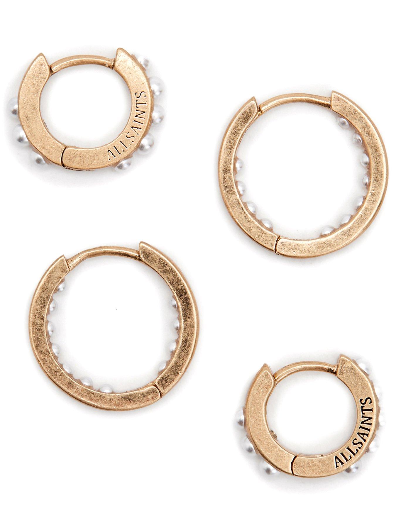  image of allsaints-pearl-huggie-earring-set