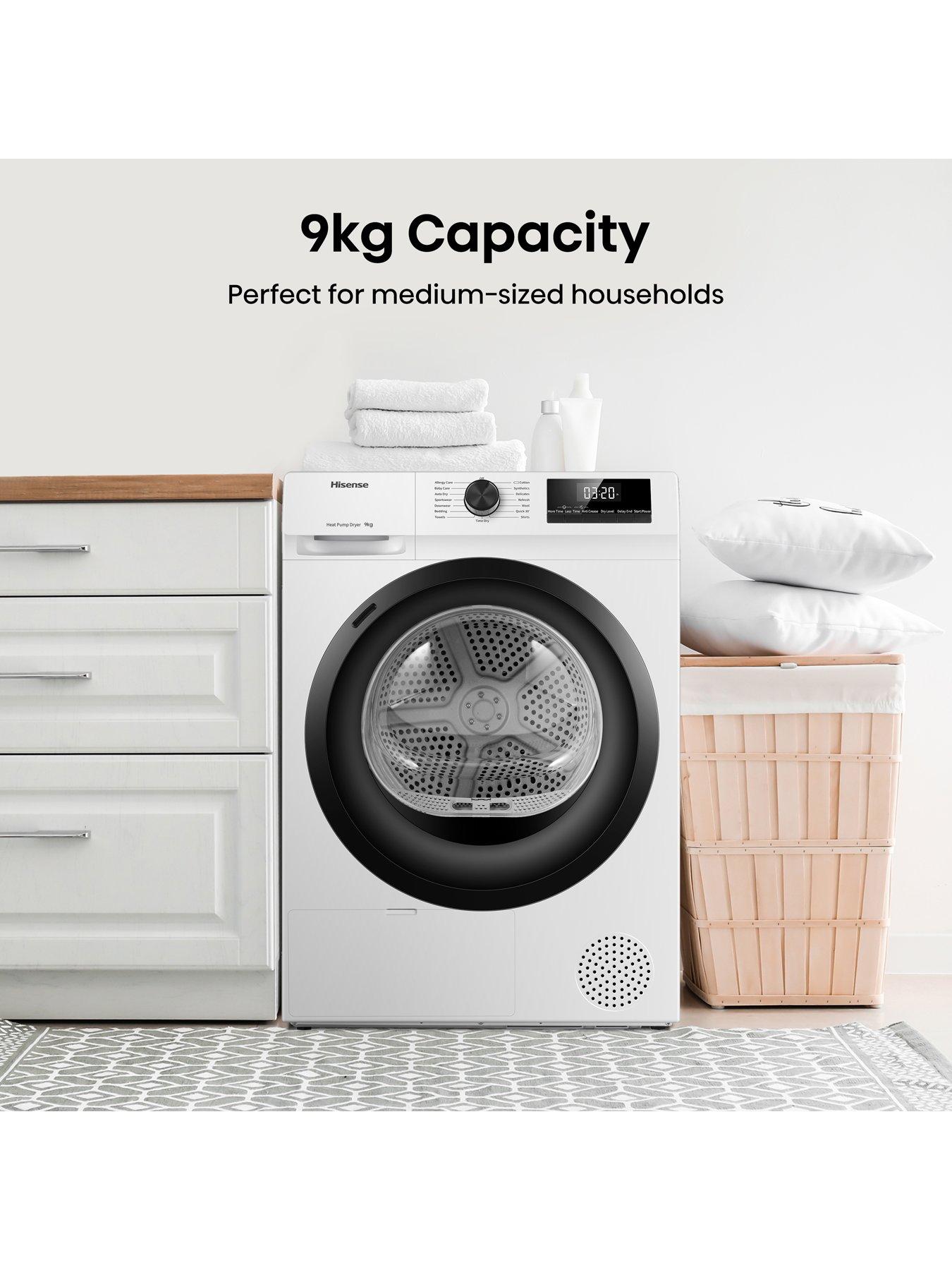  image of hisense-1-series-dh1q902bw2-9-kg-heat-pump-tumble-dryer-white