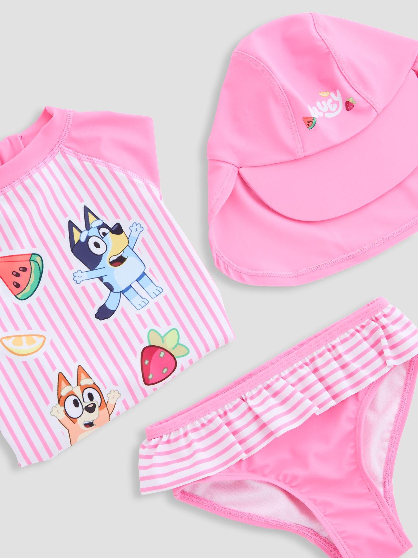 The Very Collection Bluey Stripe Long Sleeve Rash Vest And Hat Set ...