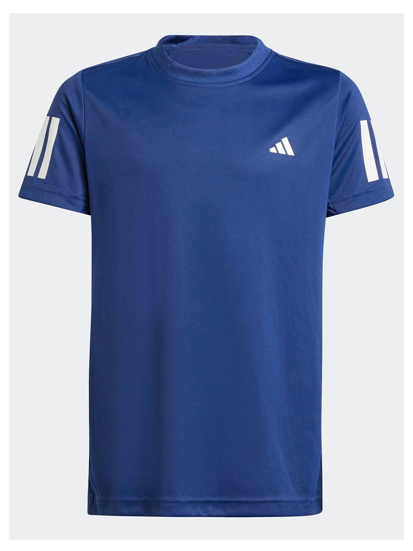 adidas Boys Tennis Club 3 Stripe Tee - Blue