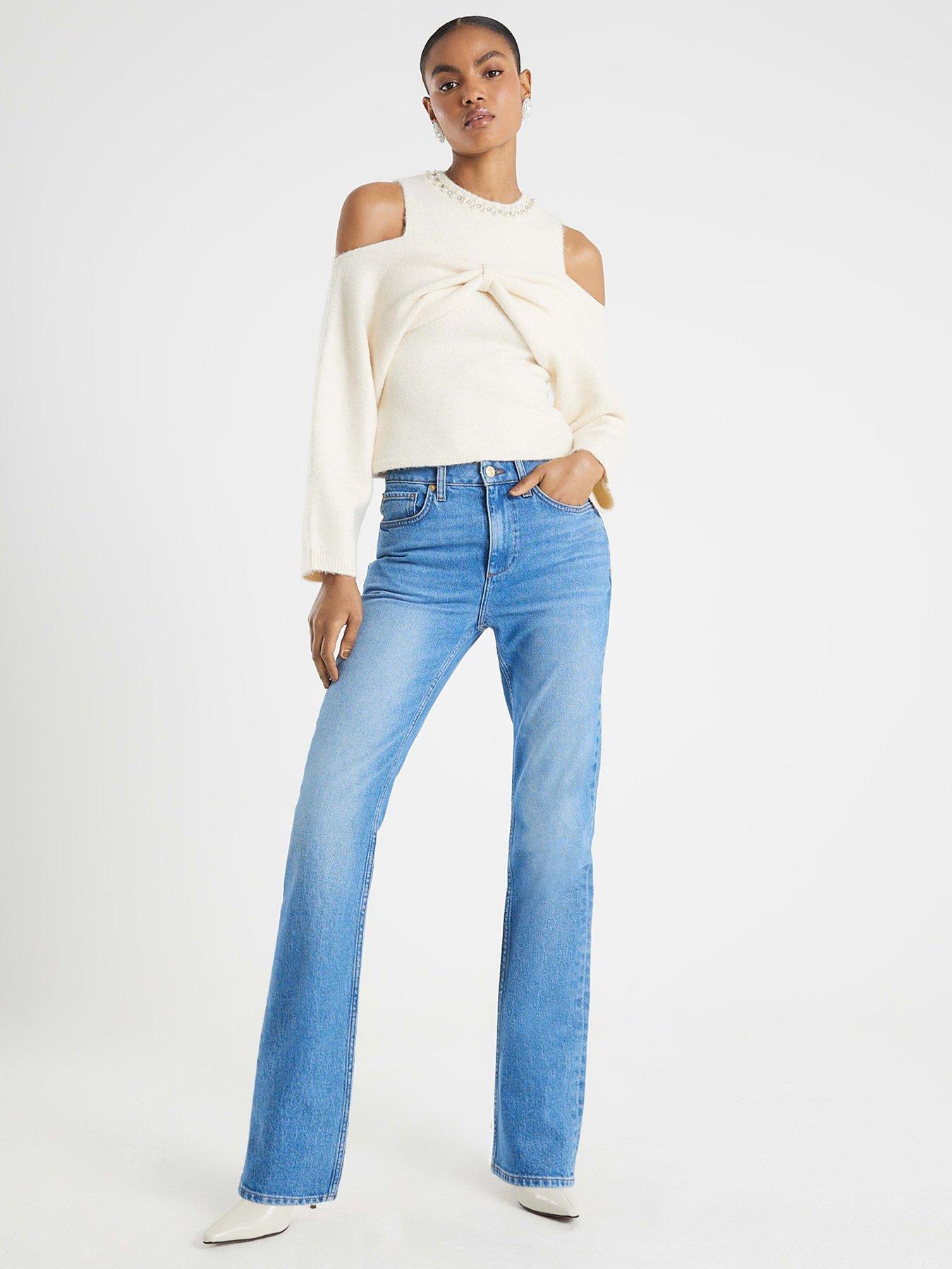 Image 3 of 4 of River Island Cold Shoulder Bow Top - Cream