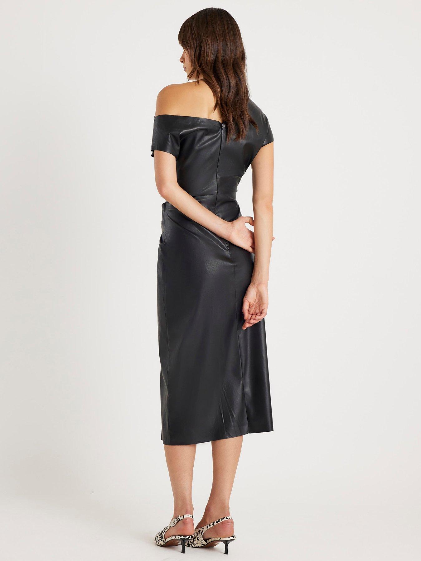  image of river-island-draped-knot-midi-dress-black