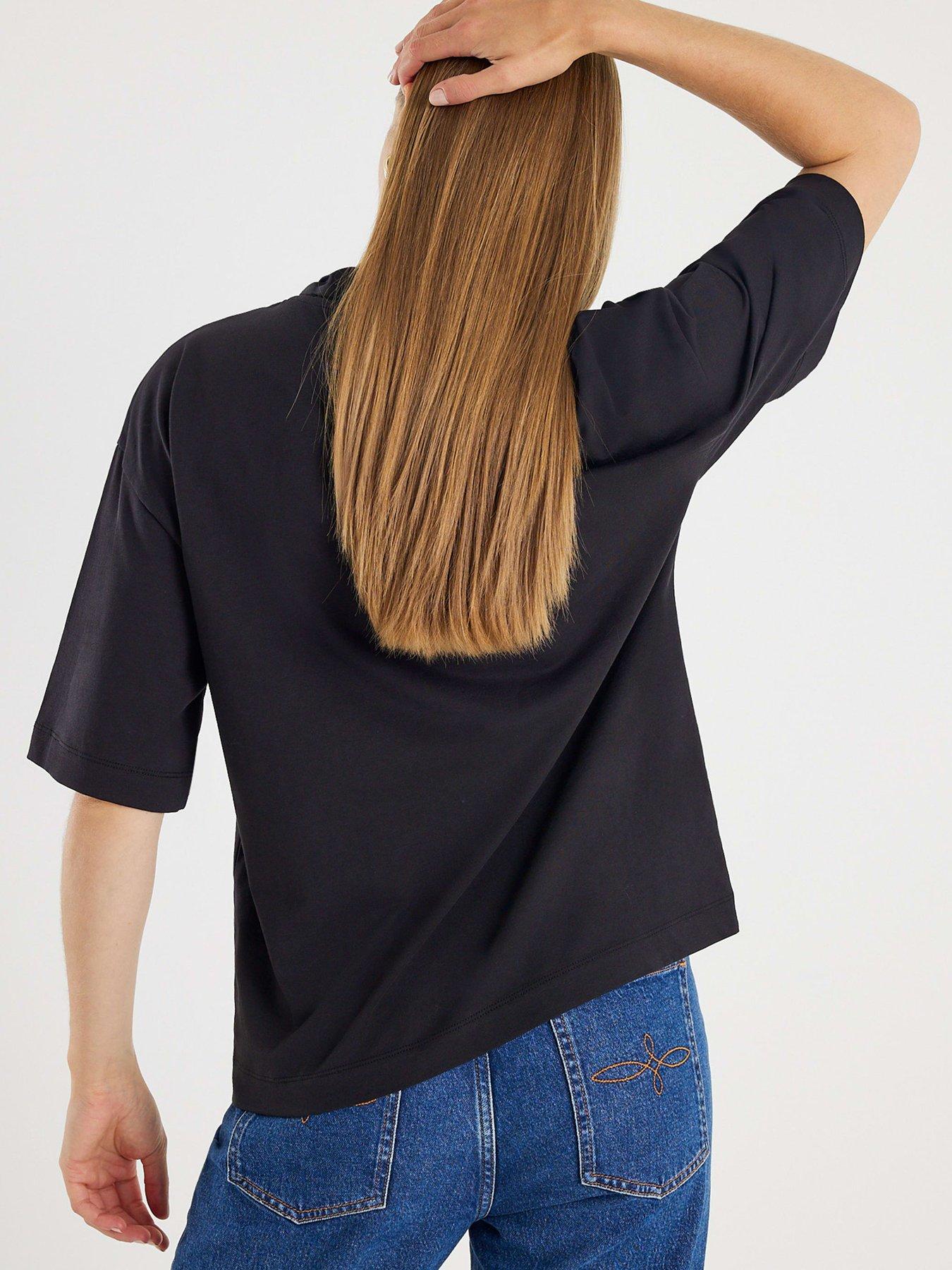 stillFront image of river-island-short-sleeve-scarf-oversized-t-shirt-black