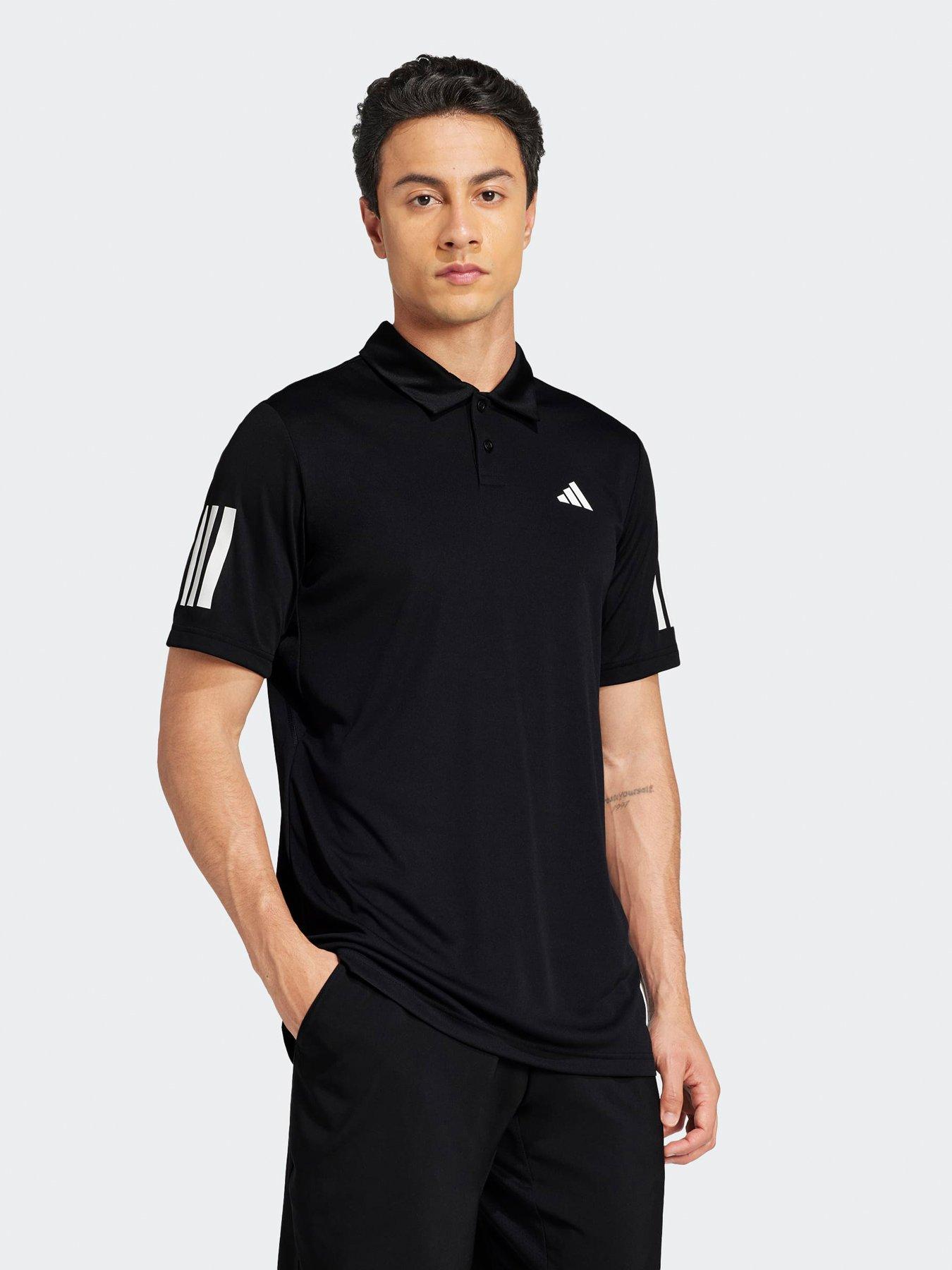 Image 1 of 4 of adidas Mens Tennis Club 3 Stripe Polo - Black