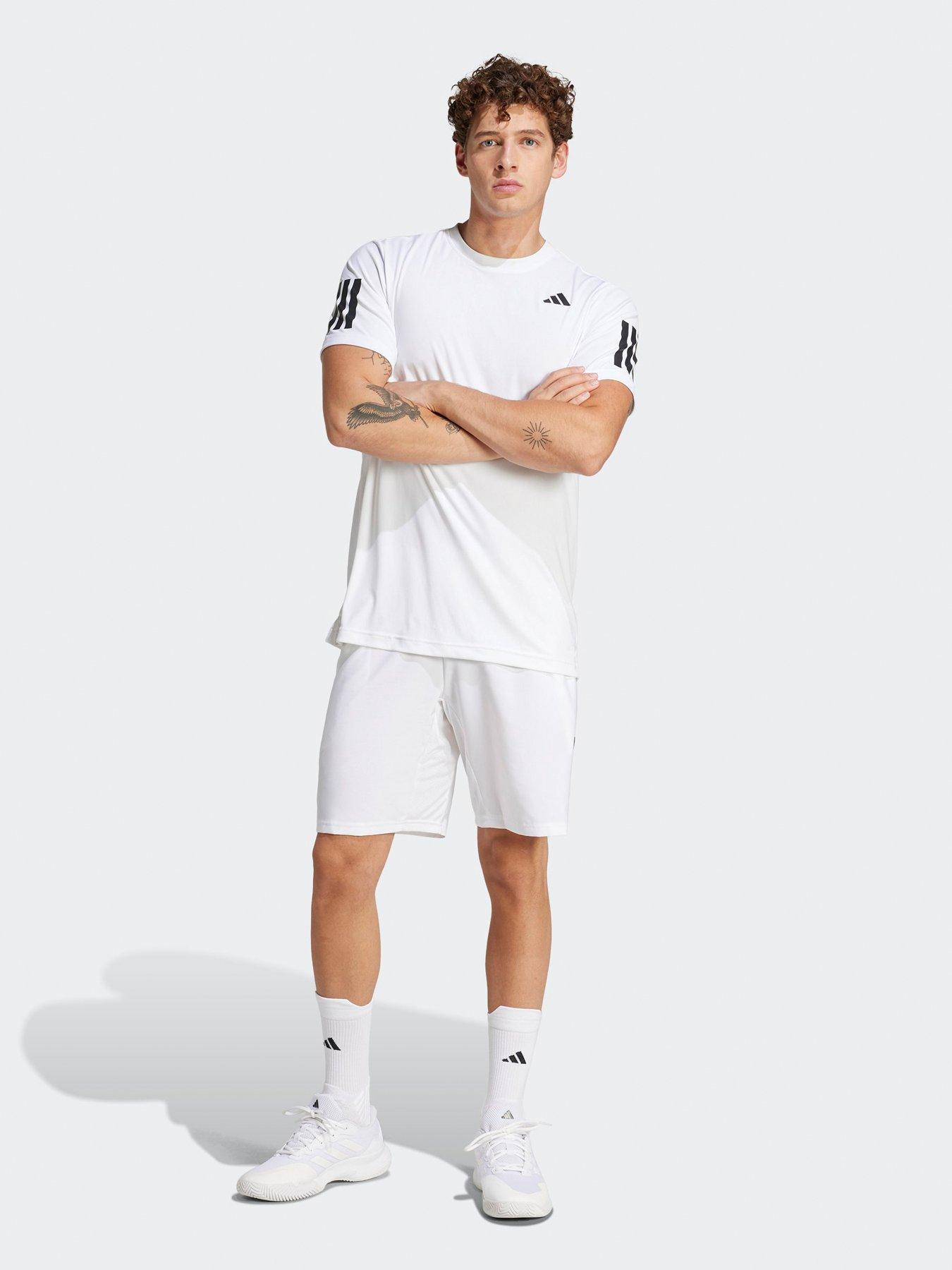Image 3 of 6 of adidas Mens Tennis Club 3 Stripe Short - White