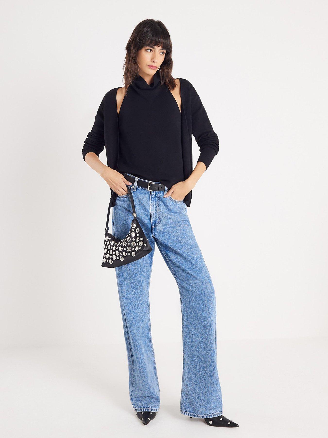  image of river-island-two-in-one-drape-knit-top-black