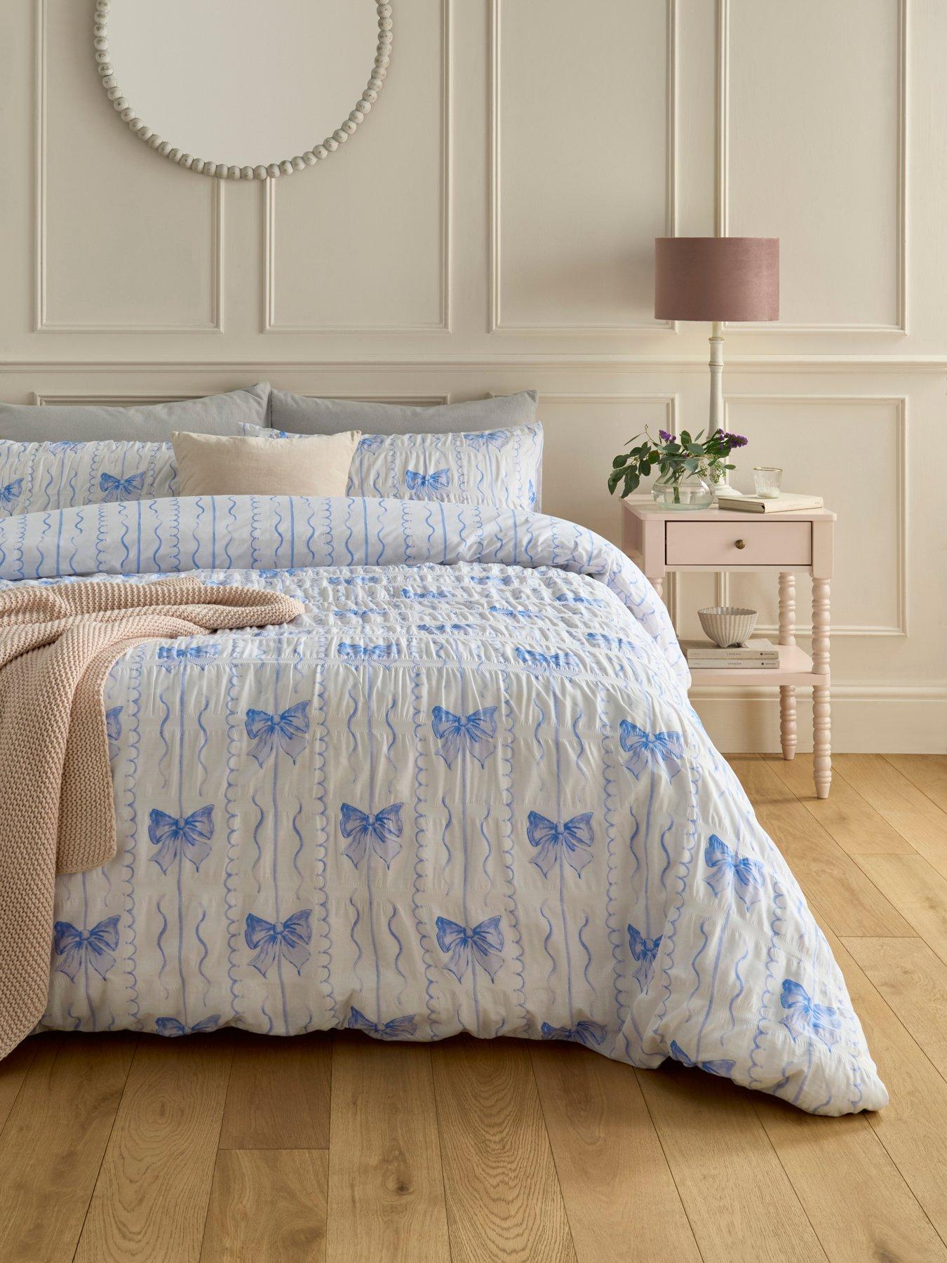 undefined Pretty Bows Duvet Cover Set - Blue - Double