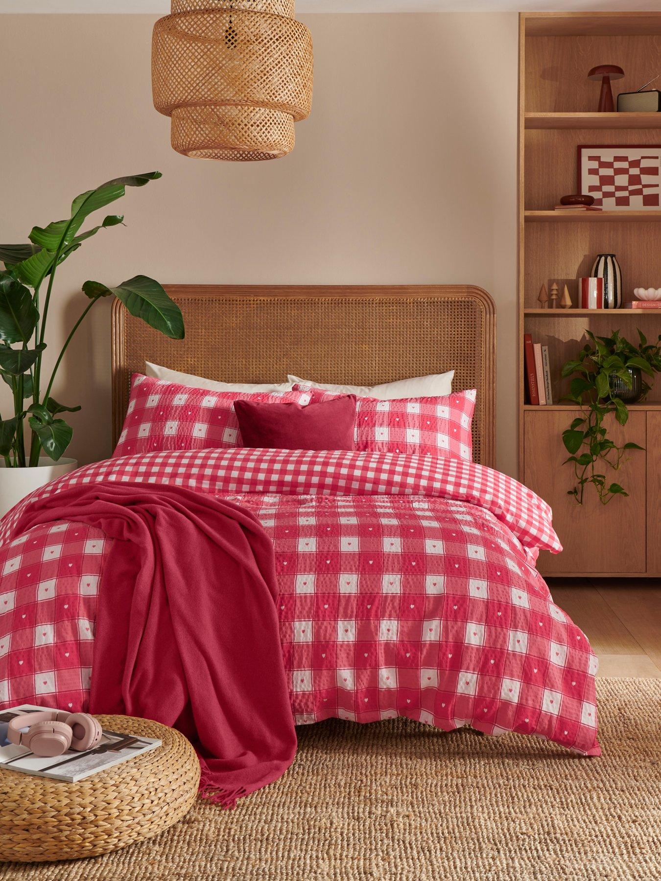  image of copenhagen-home-love-hearts-check-duvet-cover-set-double