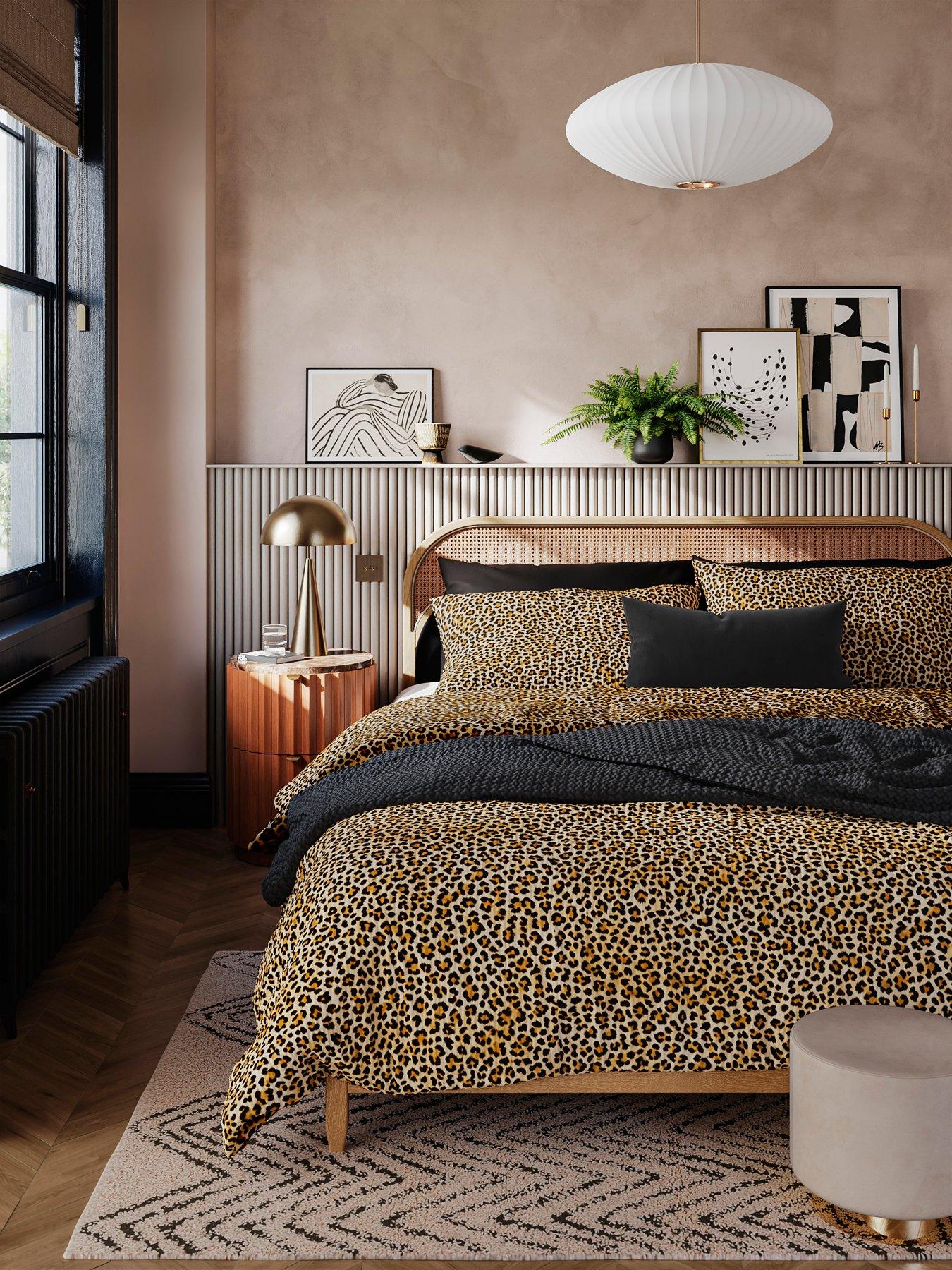  image of cooper-grey-leopard-print-duvet-cover-set