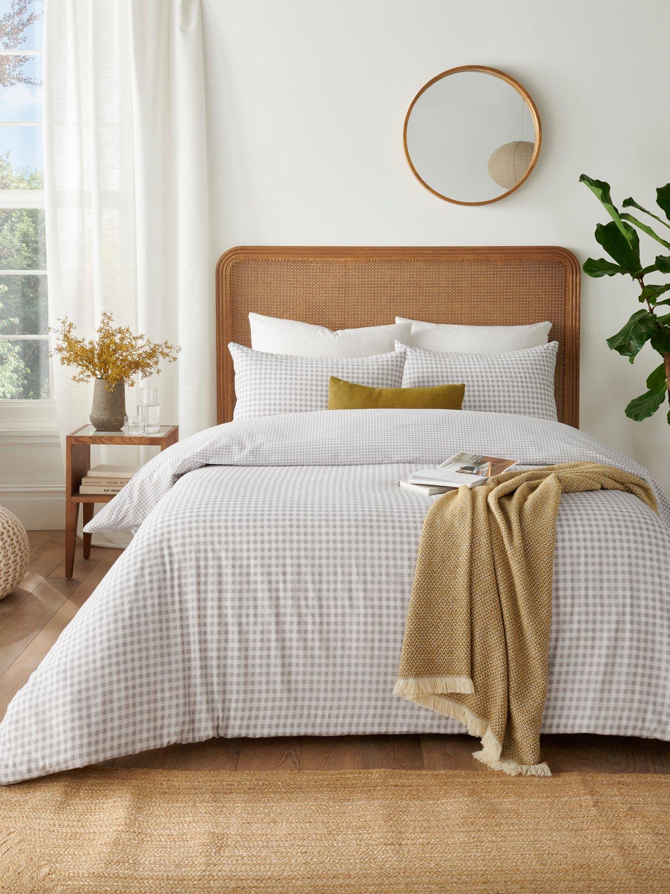 undefined Gingham Charcoal Duvet Cover Set - Super King