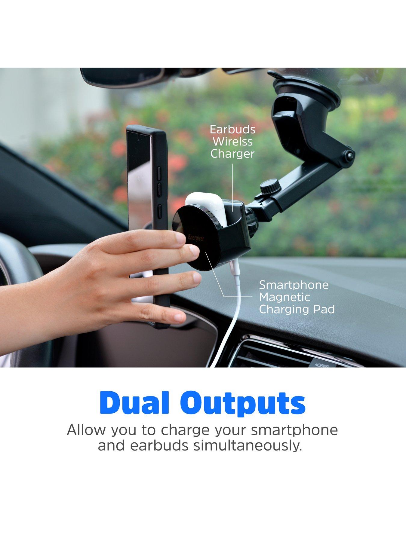 image of energizer-in-car-magnetic-qi-wireless-chargerampairpods-black