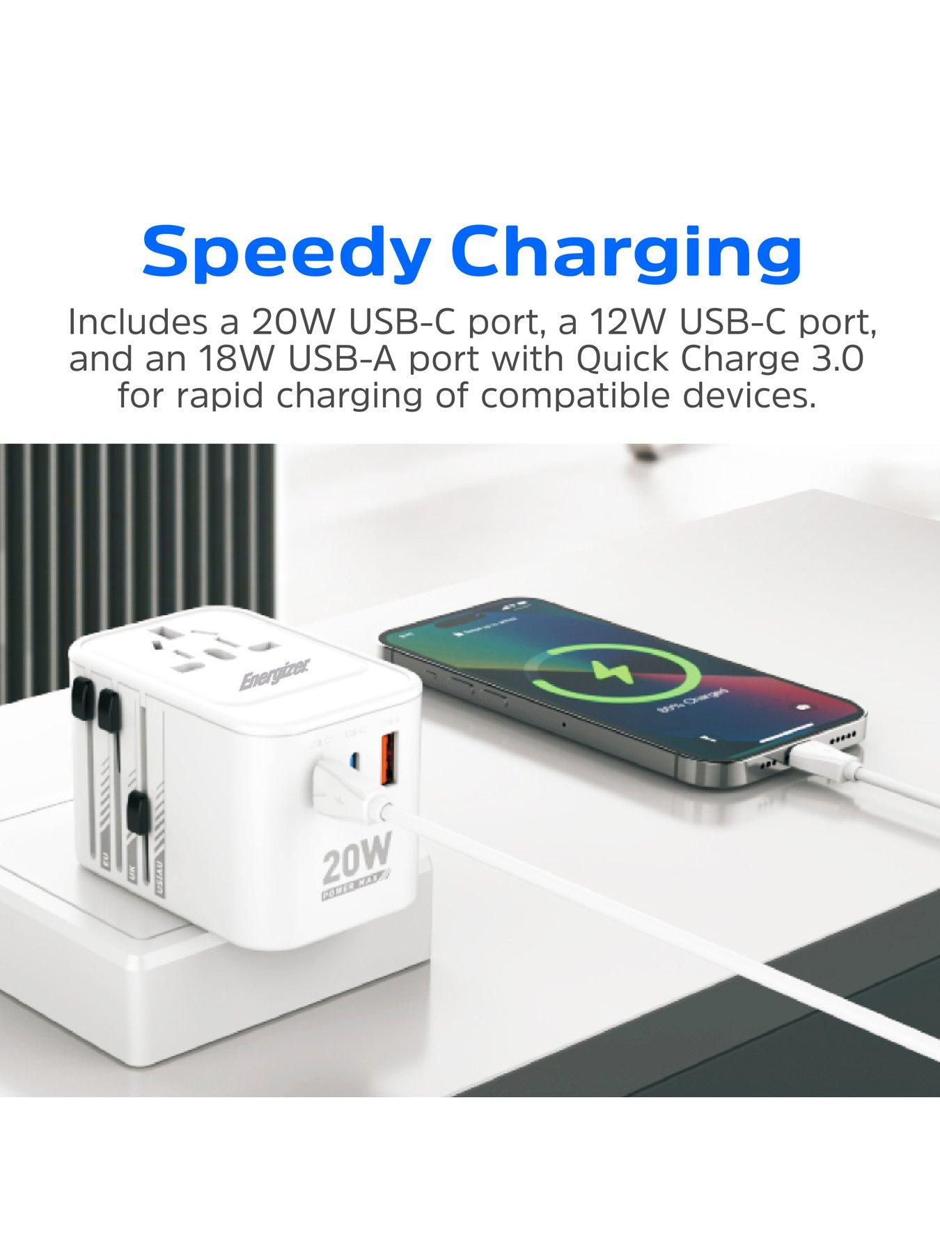 Image 3 of 7 of Energizer International Travel Adapter 20W PD Charger White