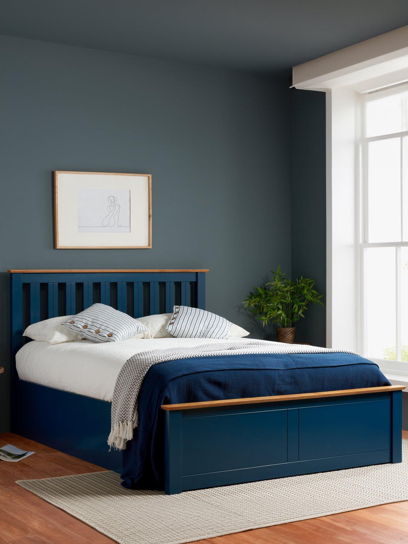 undefined Phoenix Ottoman Wooden Bed - Blue