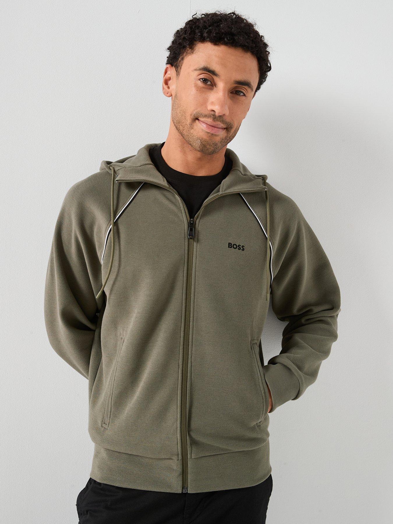 Image 1 of 6 of BOSS Join Saggy Piped Zip Through Hoodie - Green