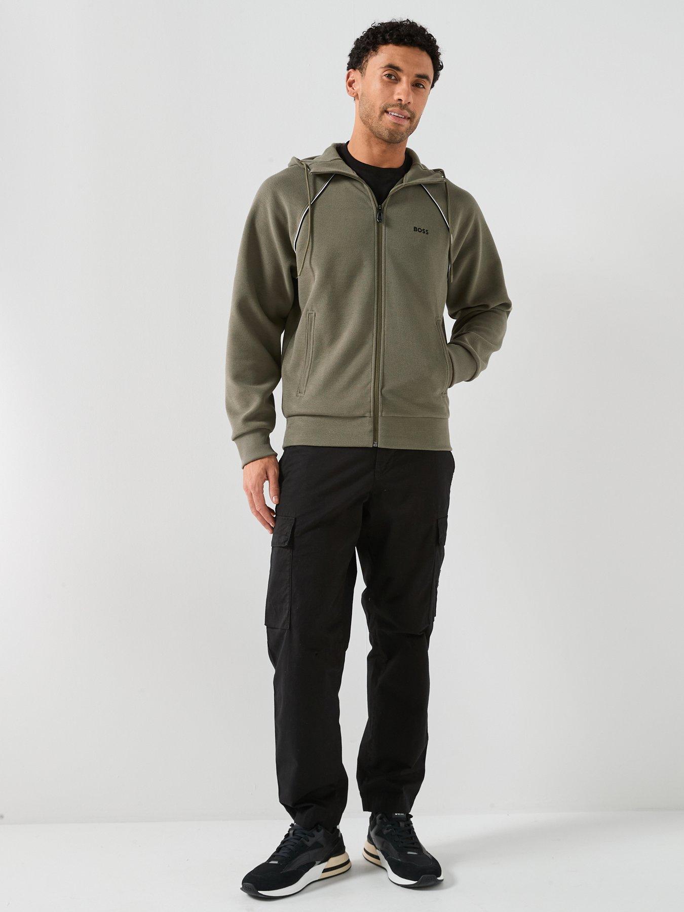 Image 3 of 6 of BOSS Join Saggy Piped Zip Through Hoodie - Green