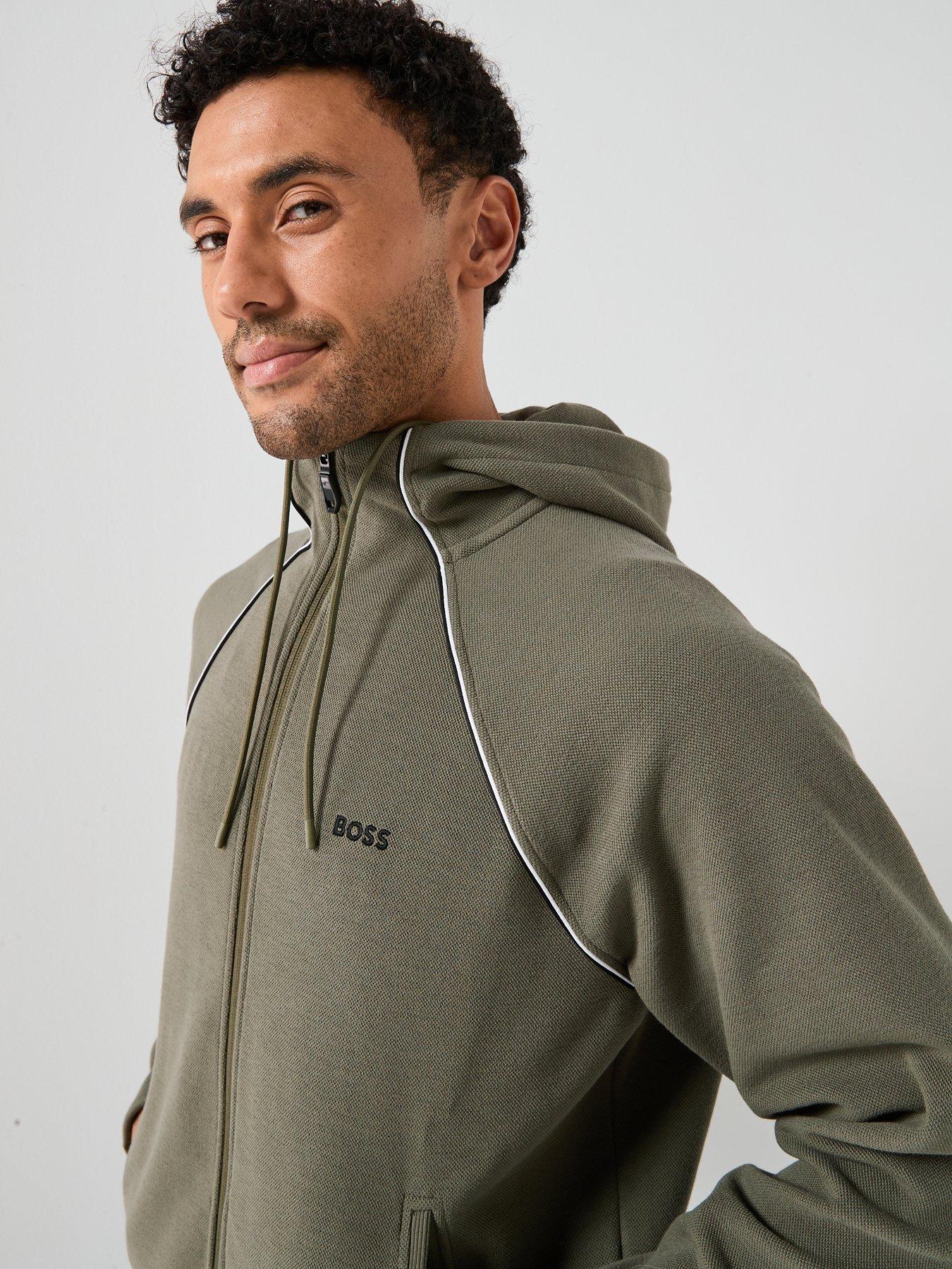 Image 5 of 6 of BOSS Join Saggy Piped Zip Through Hoodie - Green