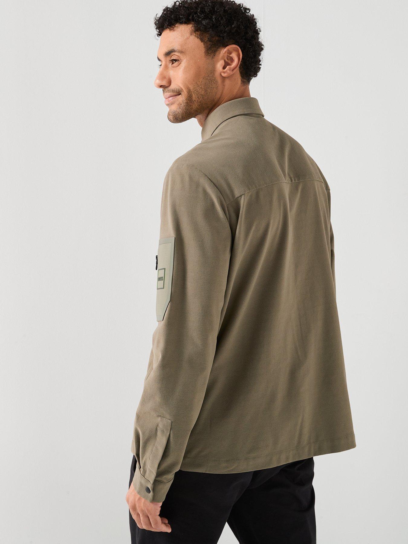  image of boss-tour-waffle-overshirt-green