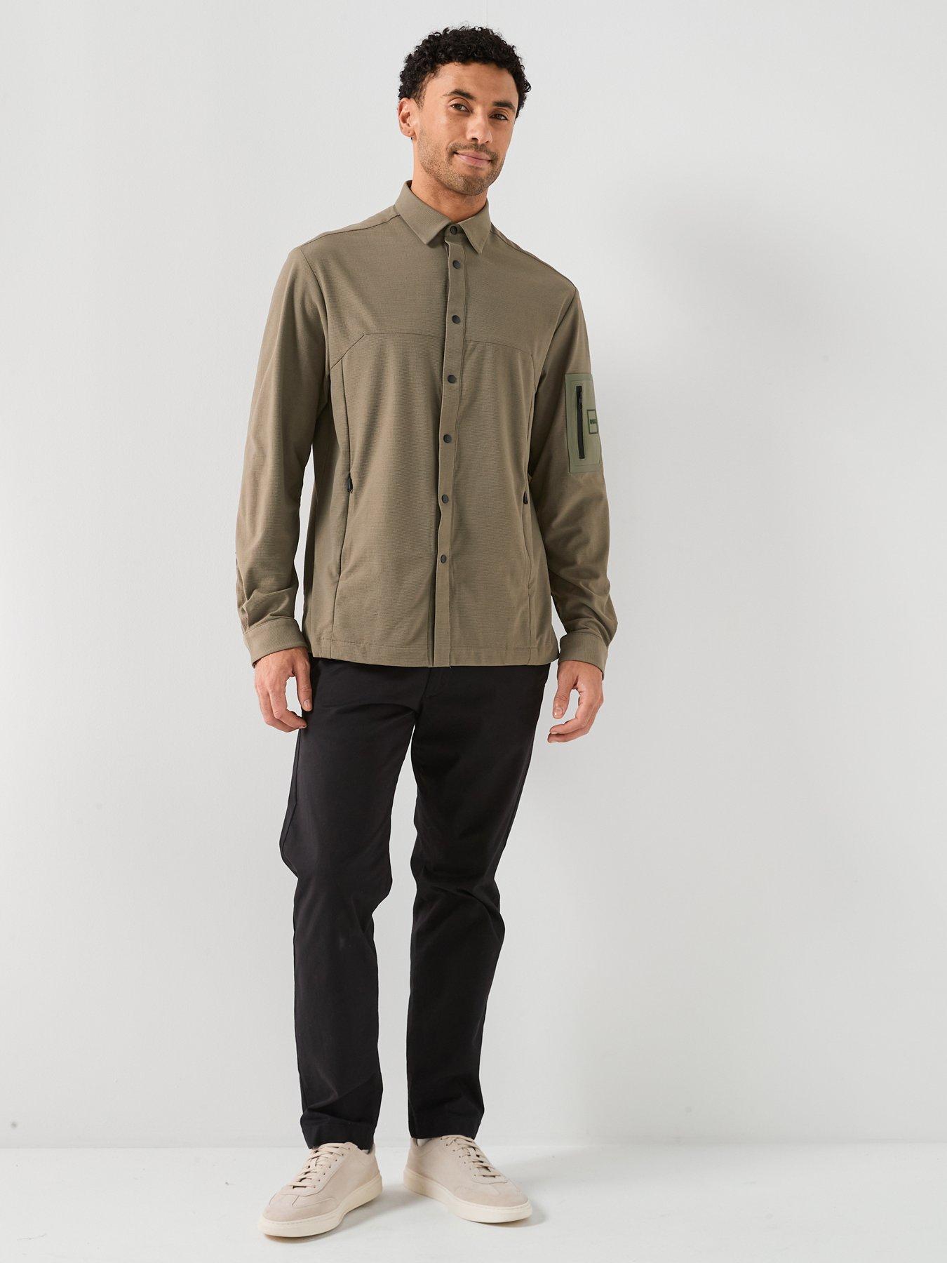  image of boss-tour-waffle-overshirt-green