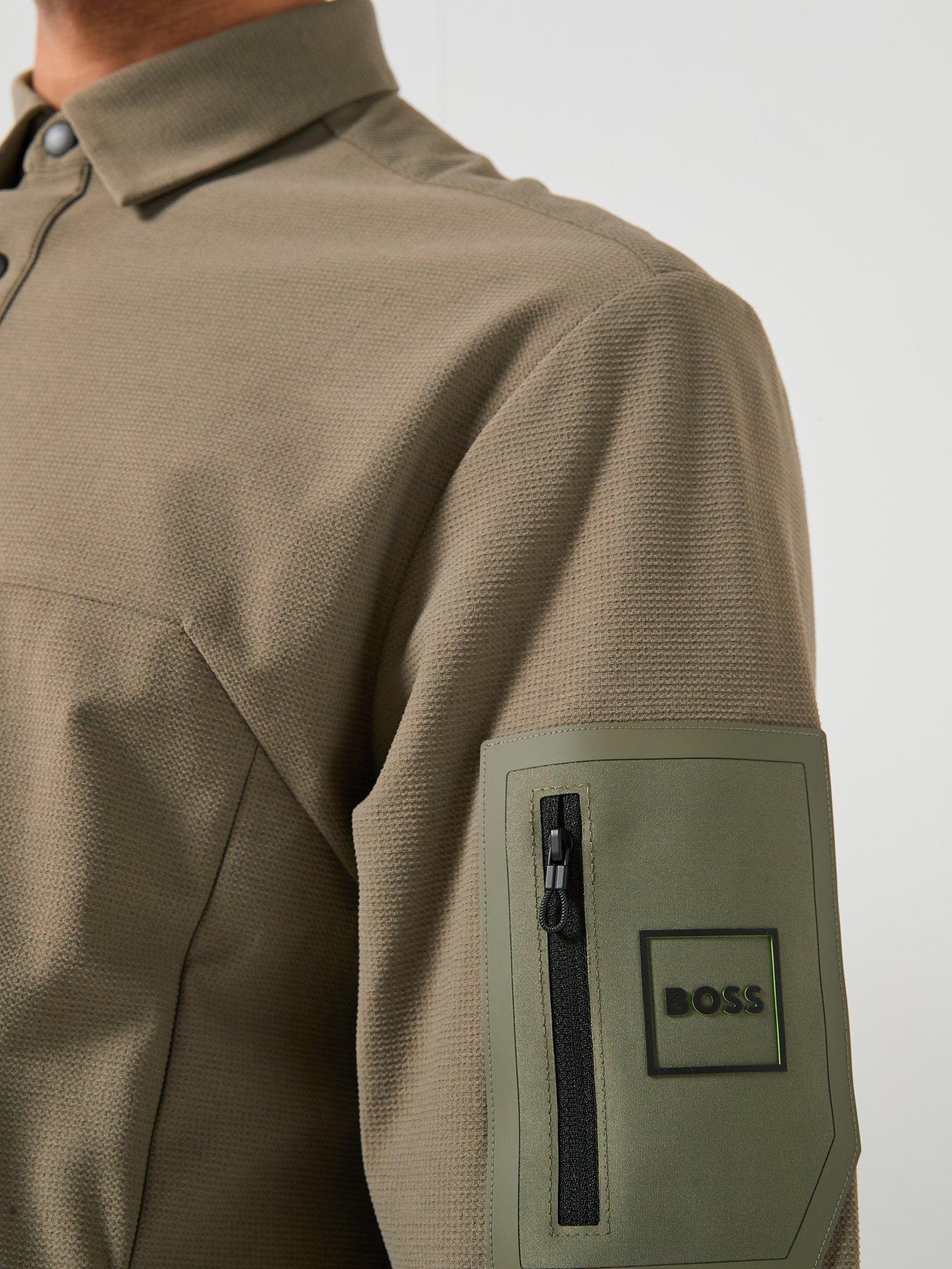  image of boss-tour-waffle-overshirt-green