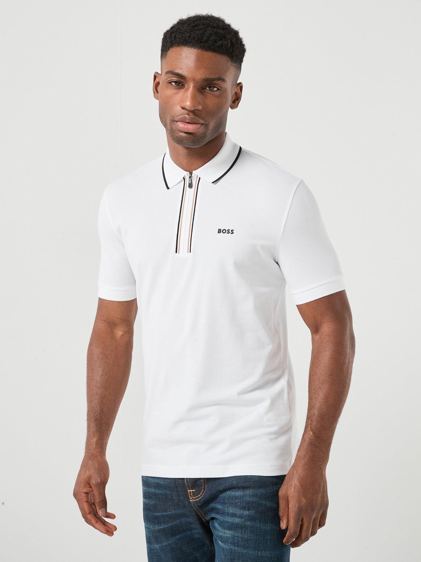 BOSS Philix 1/4 Zip Polo Shirt - White