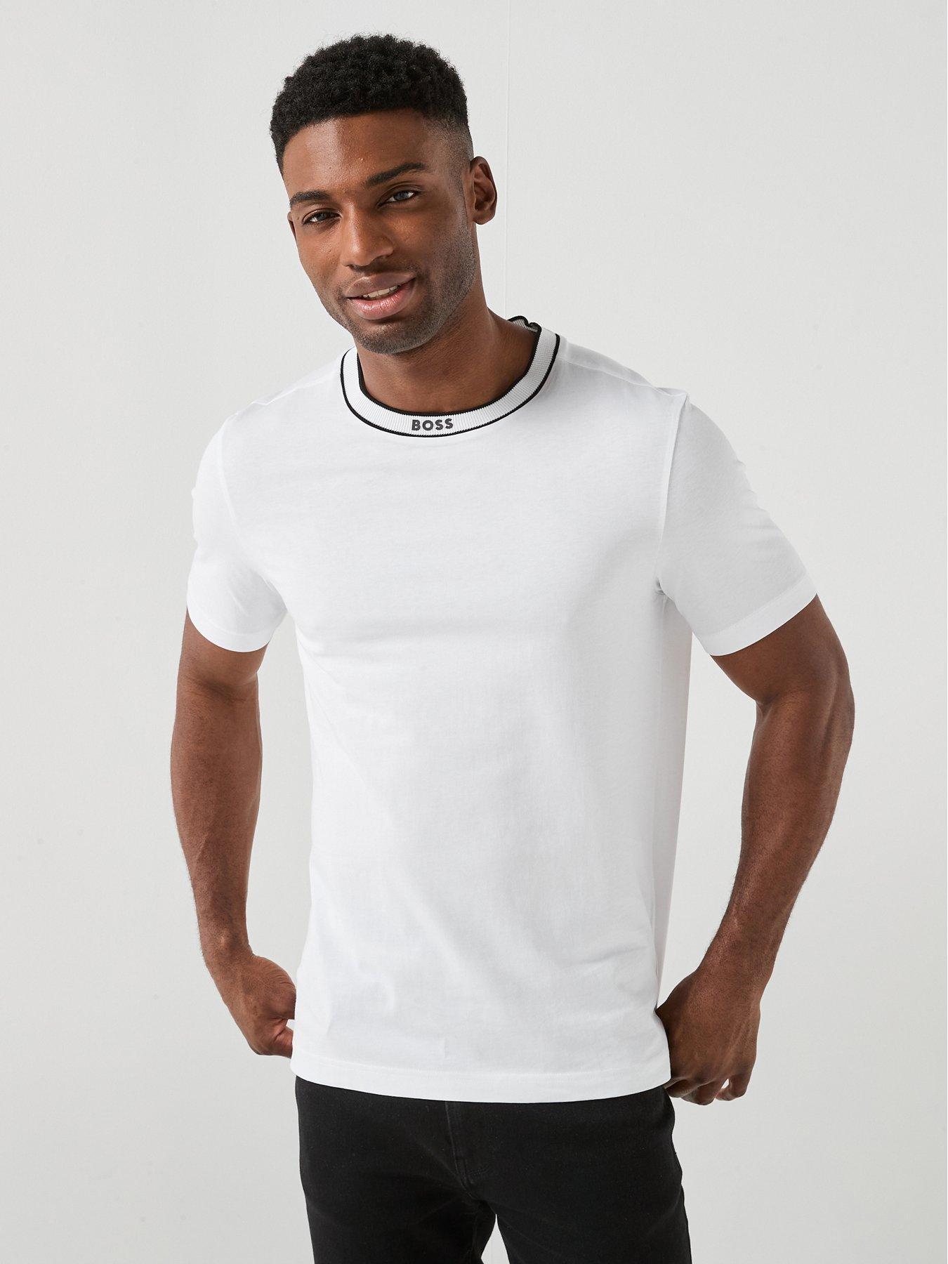Image 1 of 4 of BOSS Tipped Collar T-Shirt - White
