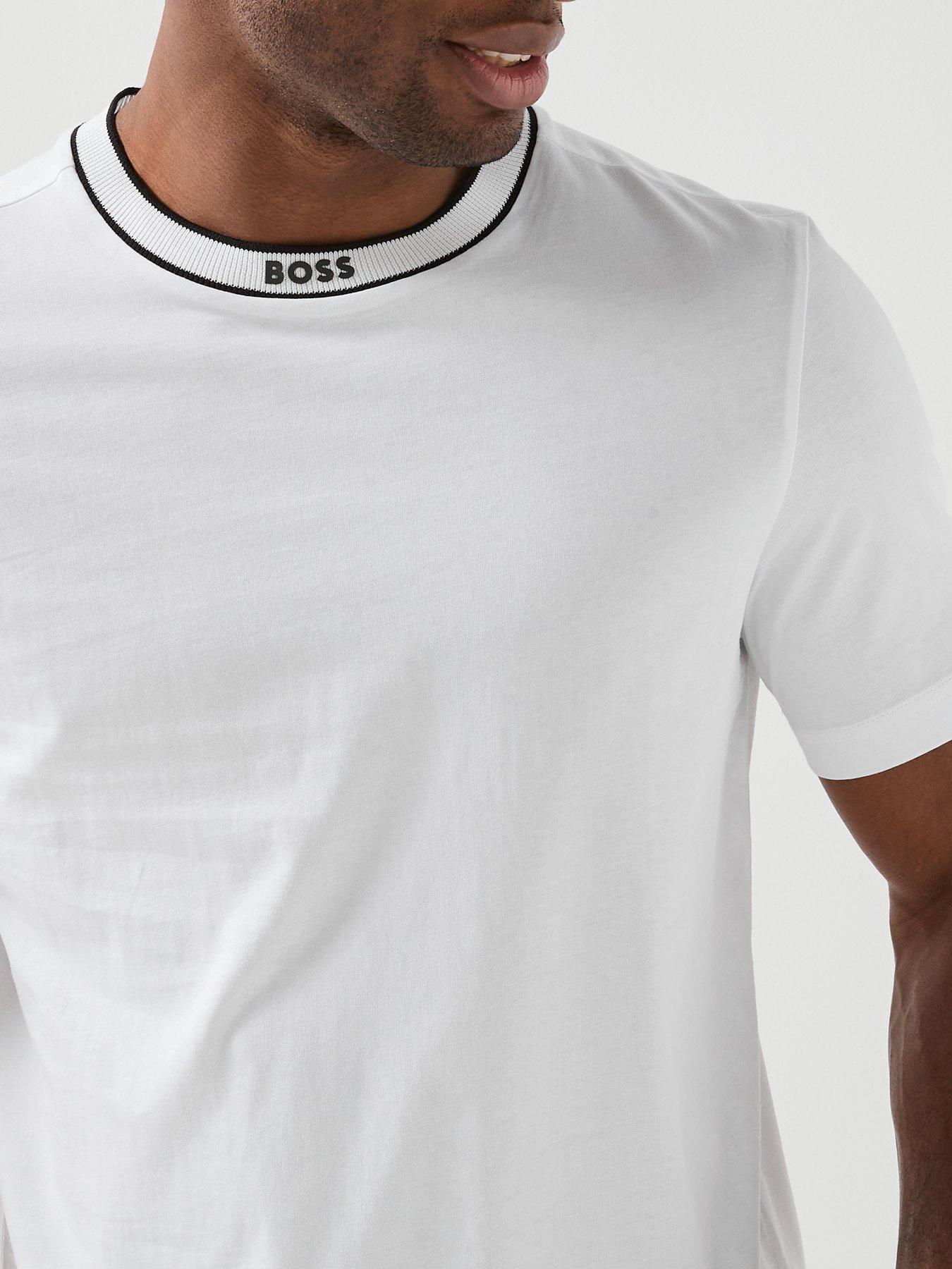 Image 4 of 4 of BOSS Tipped Collar T-Shirt - White