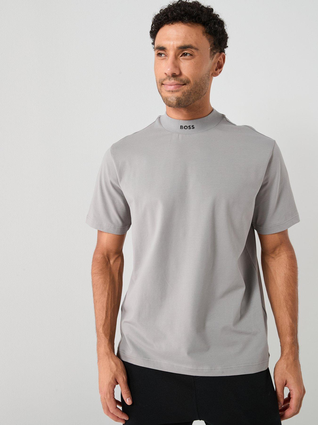 BOSS Tee Collar Logo Relaxed Fit T-Shirt - Grey