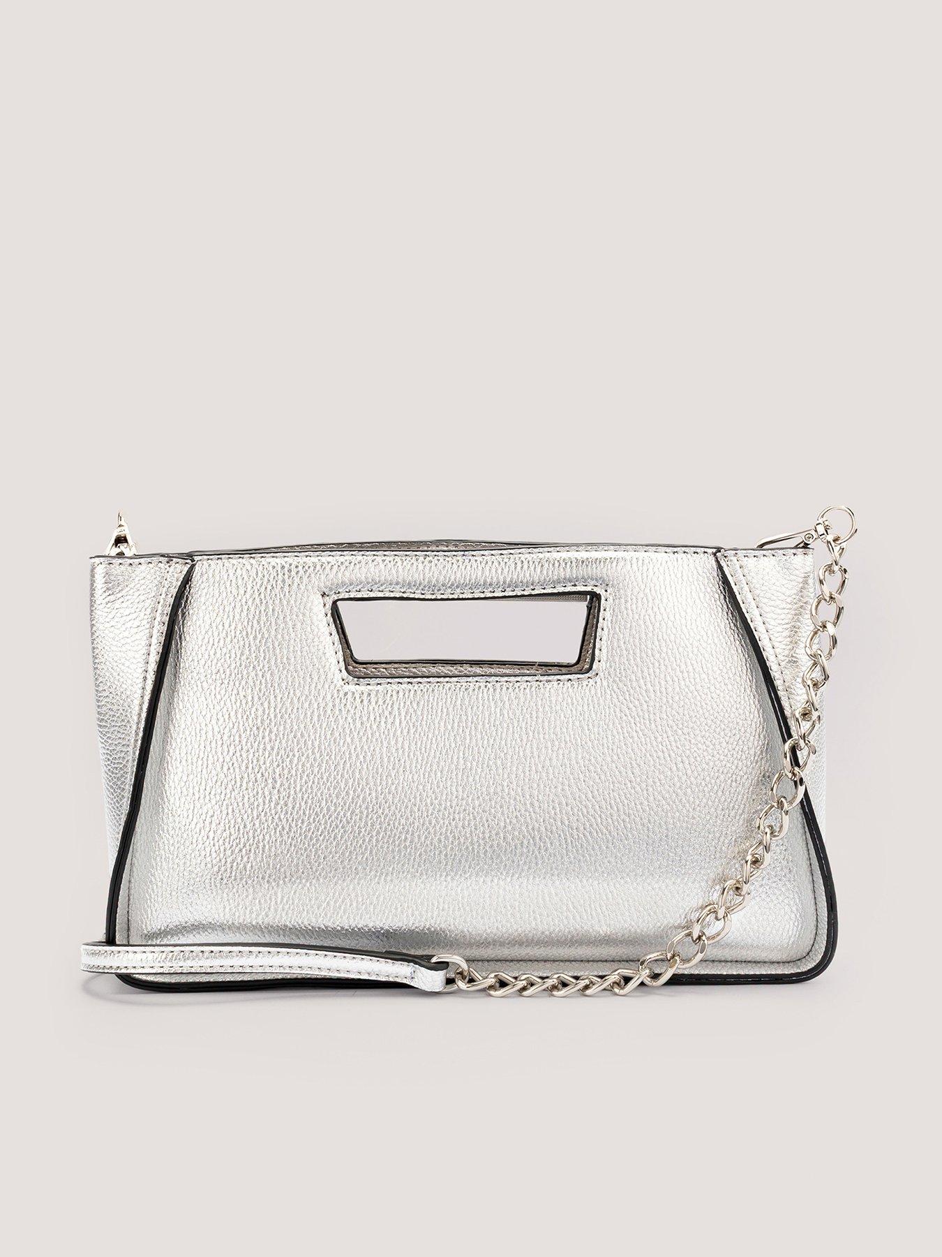 front image of fiorelli-lola-hard-handle-clutch-bag-silver