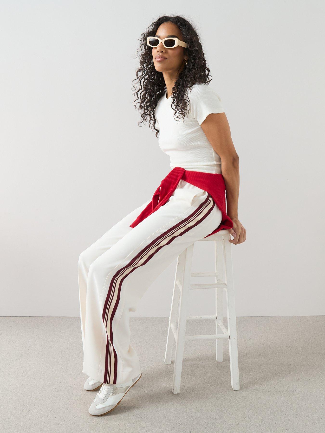 Image 4 of 6 of The Very Collection Side Stripe Smart Joggers - Cream