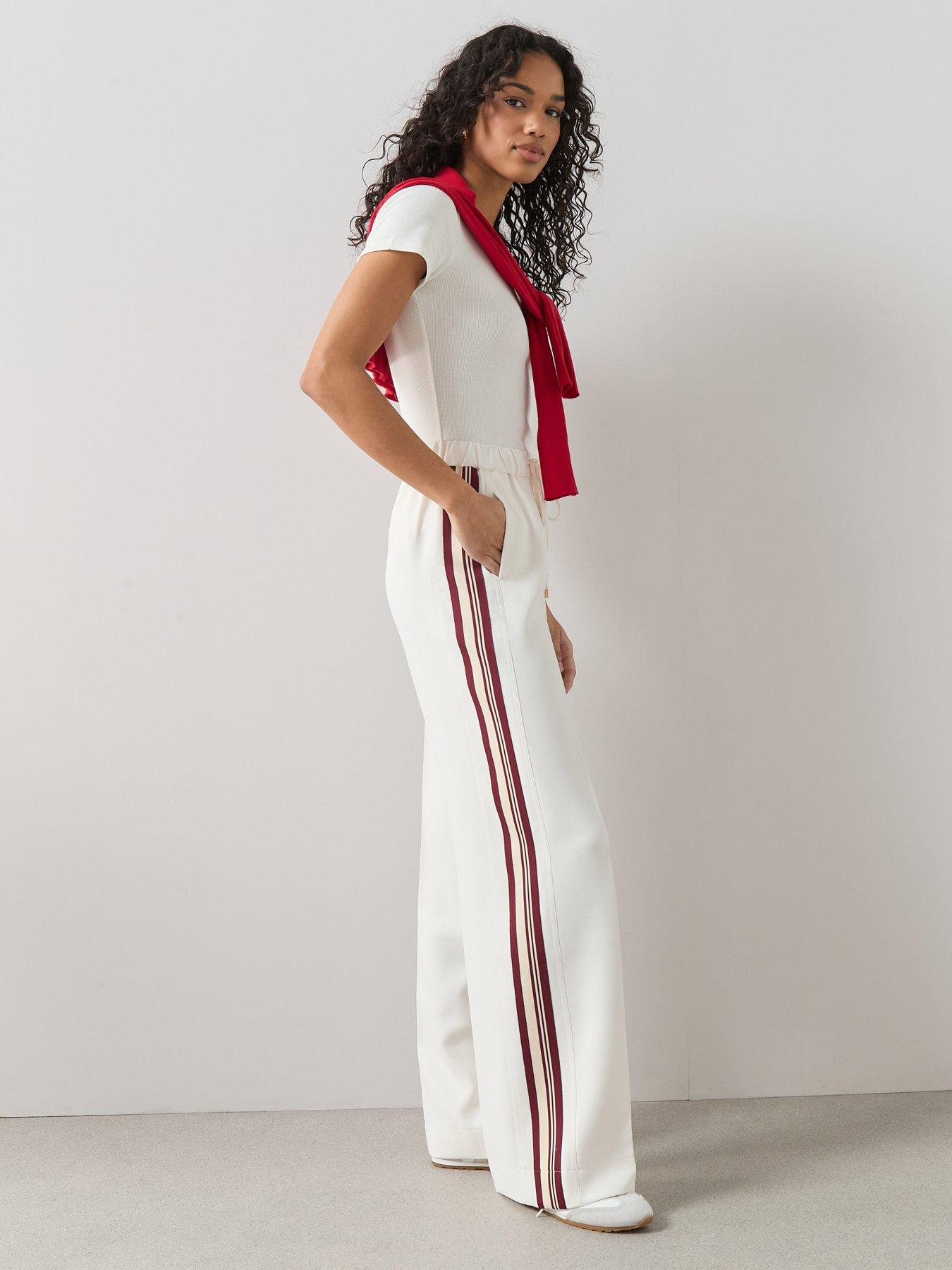 Image 6 of 6 of The Very Collection Side Stripe Smart Joggers - Cream