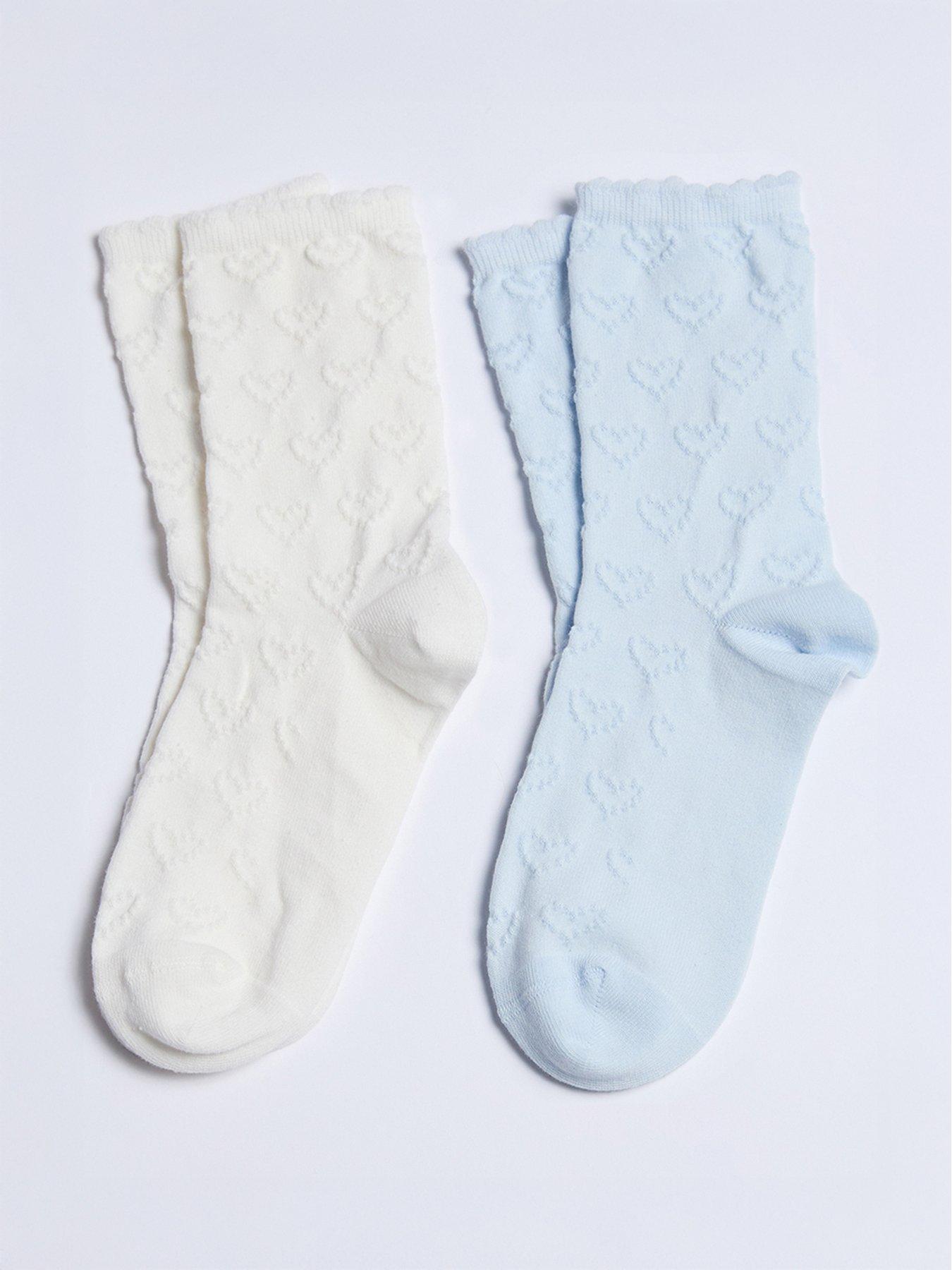  image of boux-avenue-cotton-heart-pack-of-two-socks-bluewhite