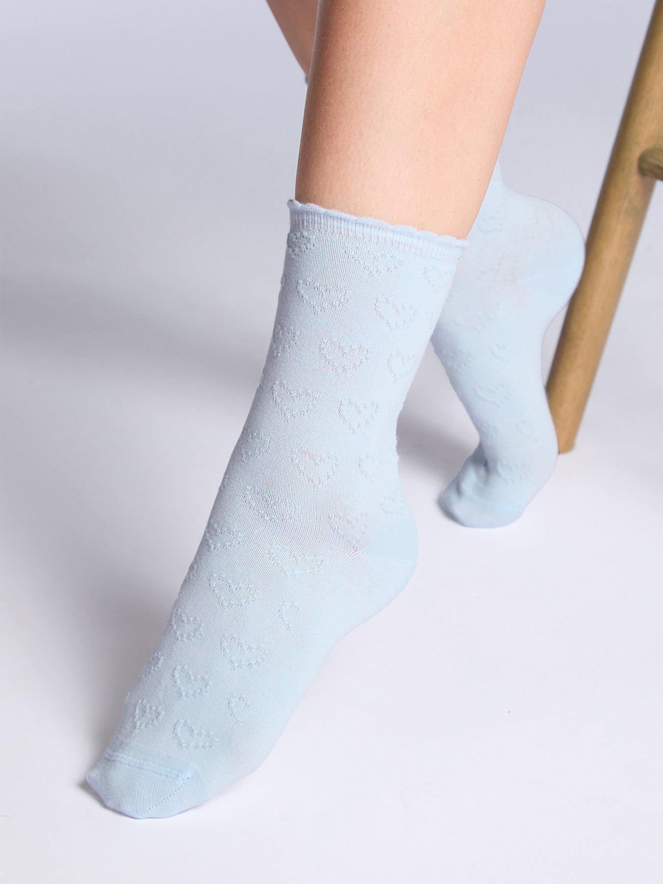  image of boux-avenue-cotton-heart-pack-of-two-socks-bluewhite