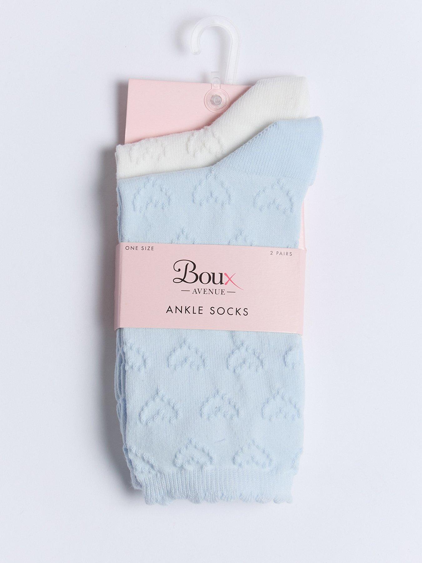  image of boux-avenue-cotton-heart-pack-of-two-socks-bluewhite