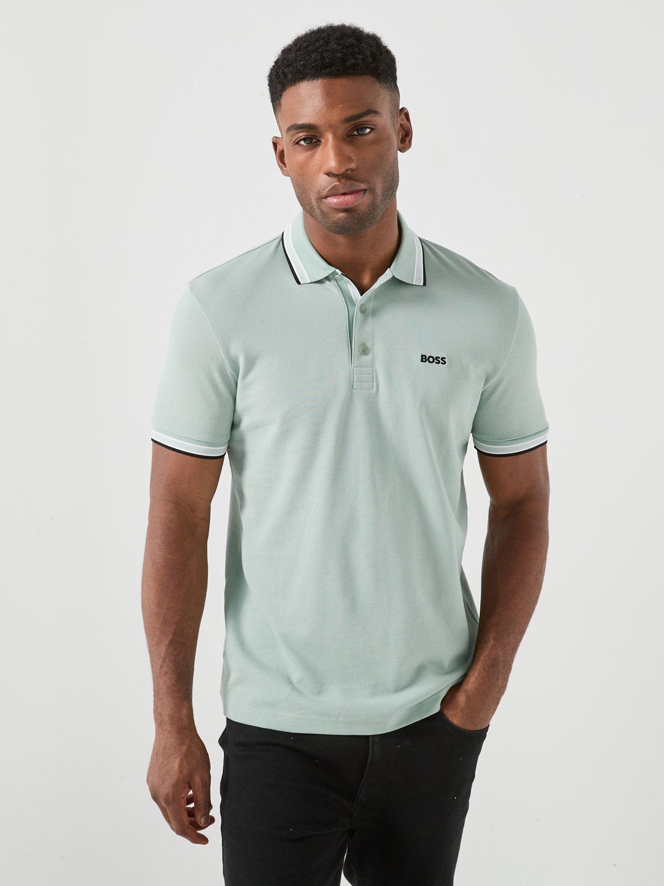BOSS Boss Paddy Regular Fit Tipping Polo Shirt - Light Green