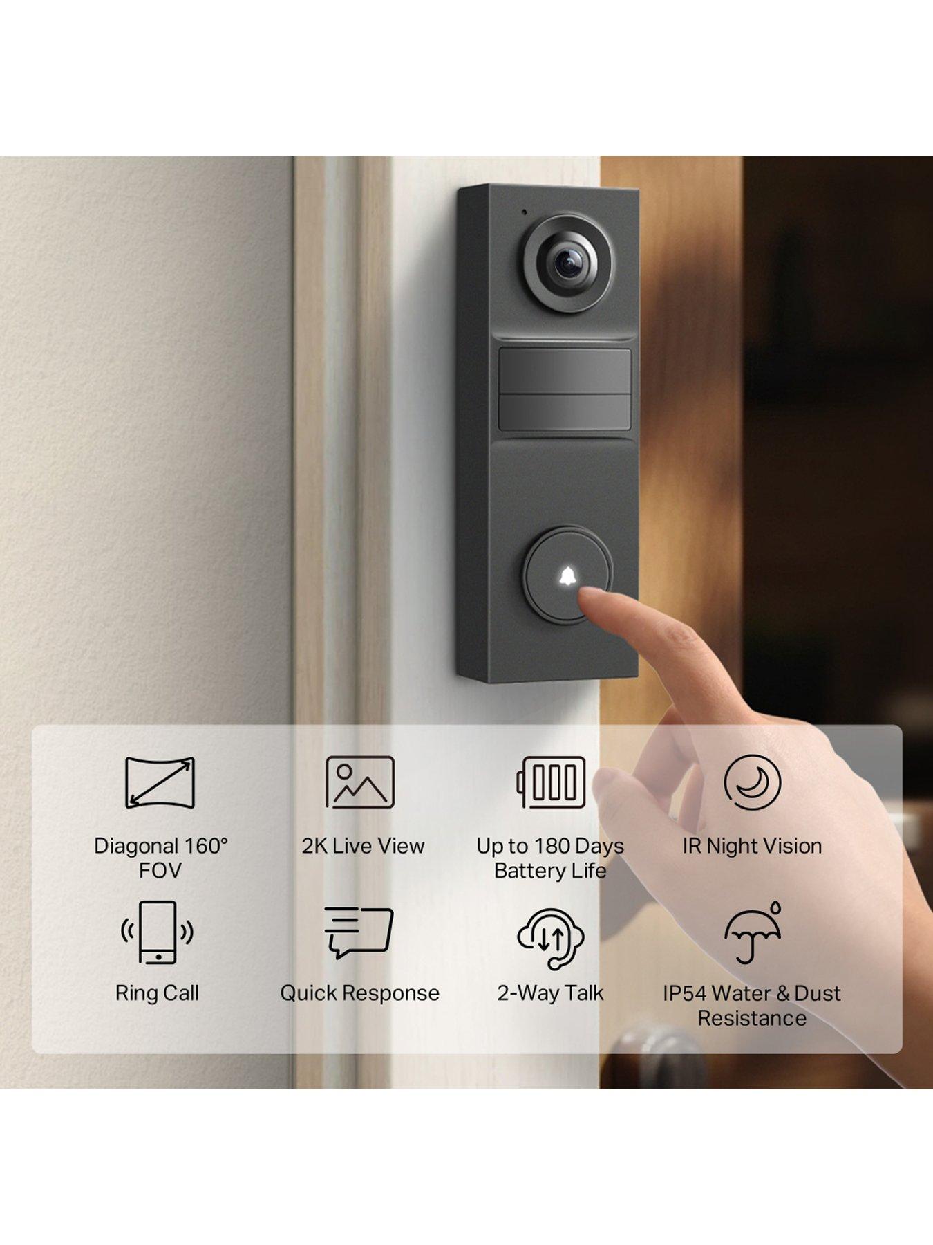  image of tp-link-tapo-td20-2k-slim-video-doorbell-head-to-toe-view-battery-powered-no-monthly-fee