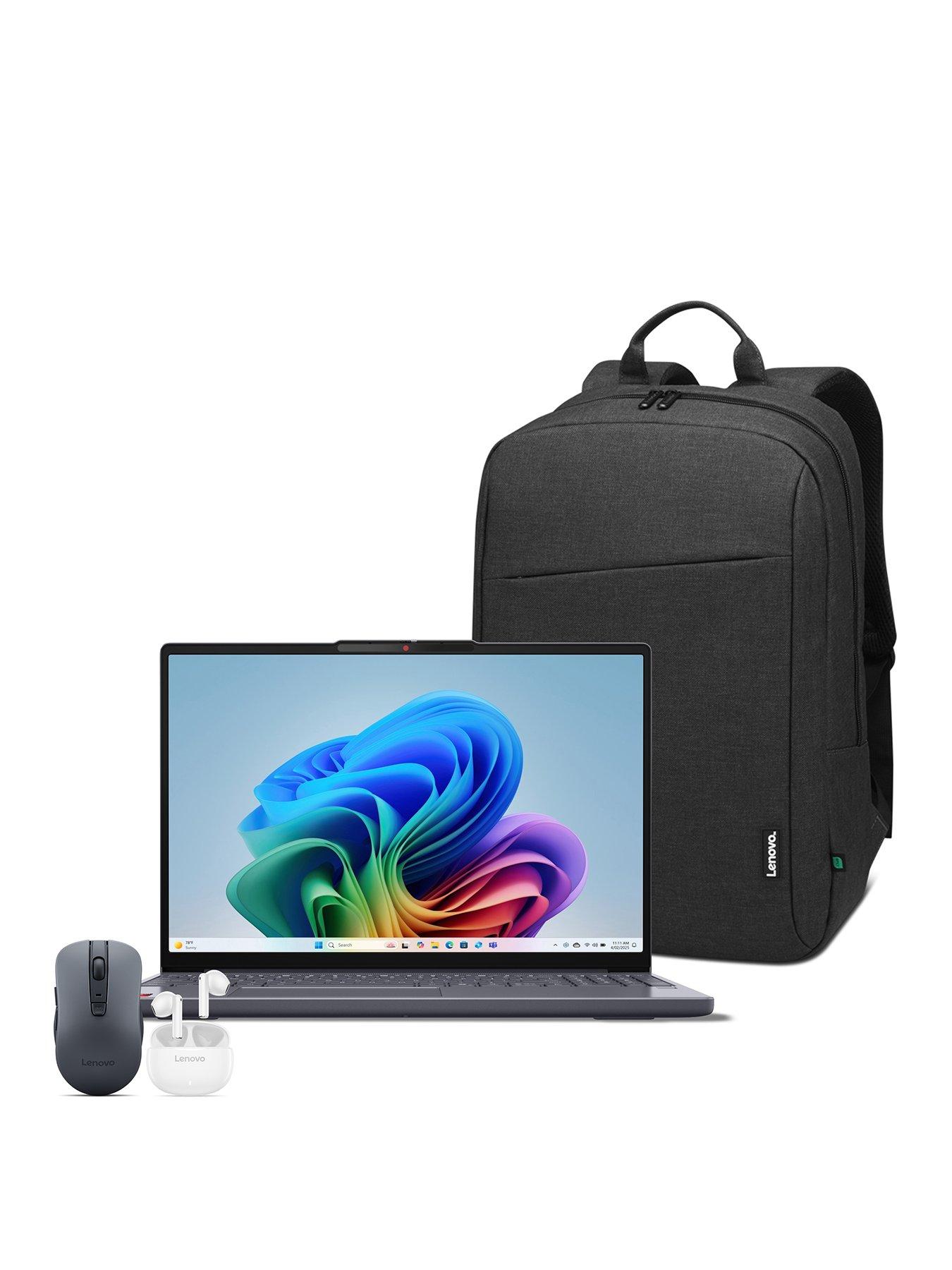 Image 1 of 8 of Lenovo IdeaPad Slim 3 Copilot+ PC Laptop&nbsp;- 15.3in&nbsp;FHD+,&nbsp;Snapdragon X, 16GB RAM, 512GB SSD - with Mouse, Backpack &amp; Earbuds
