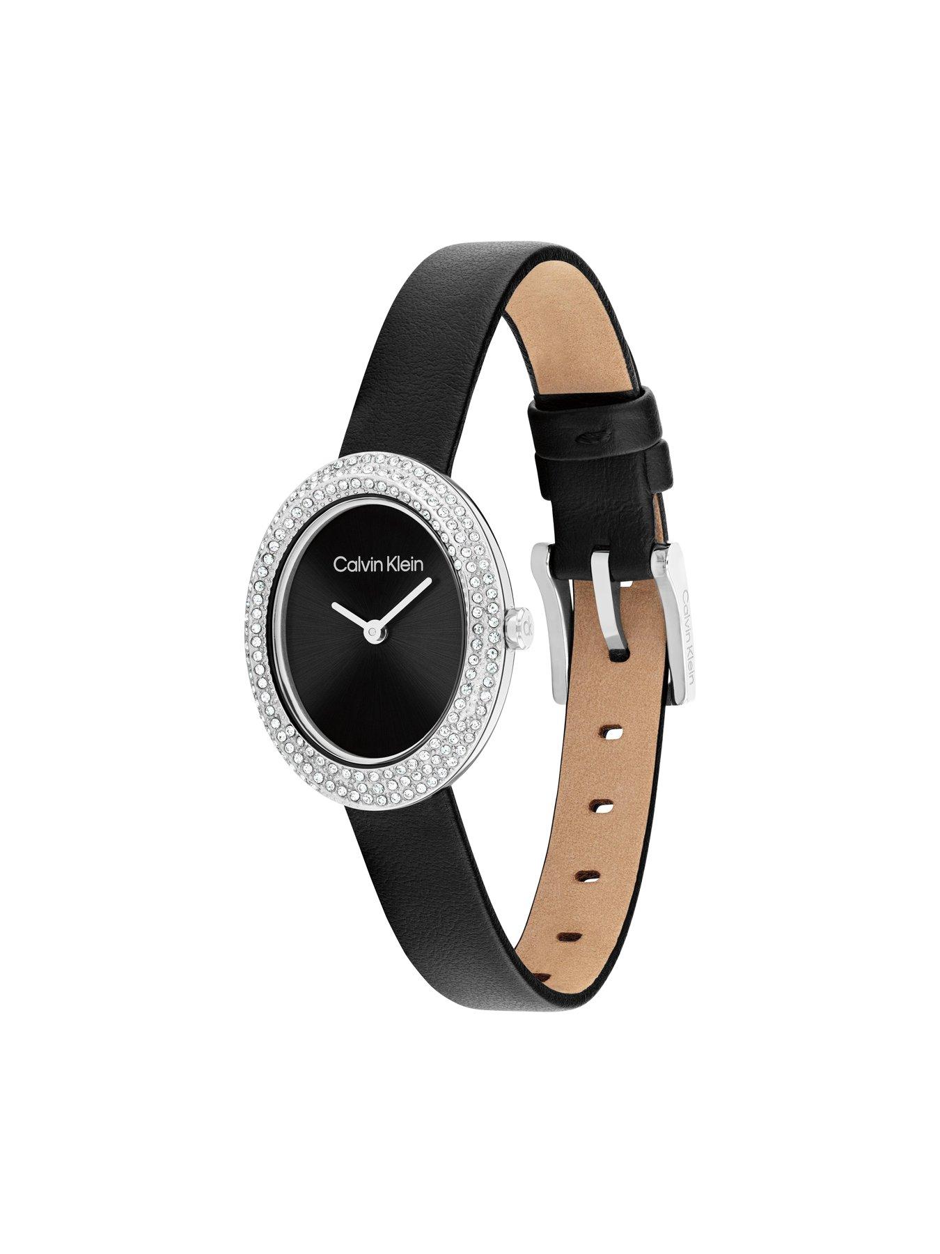 Image 3 of 4 of Calvin Klein Women's CK Twisted Bezel Black Leather Watch