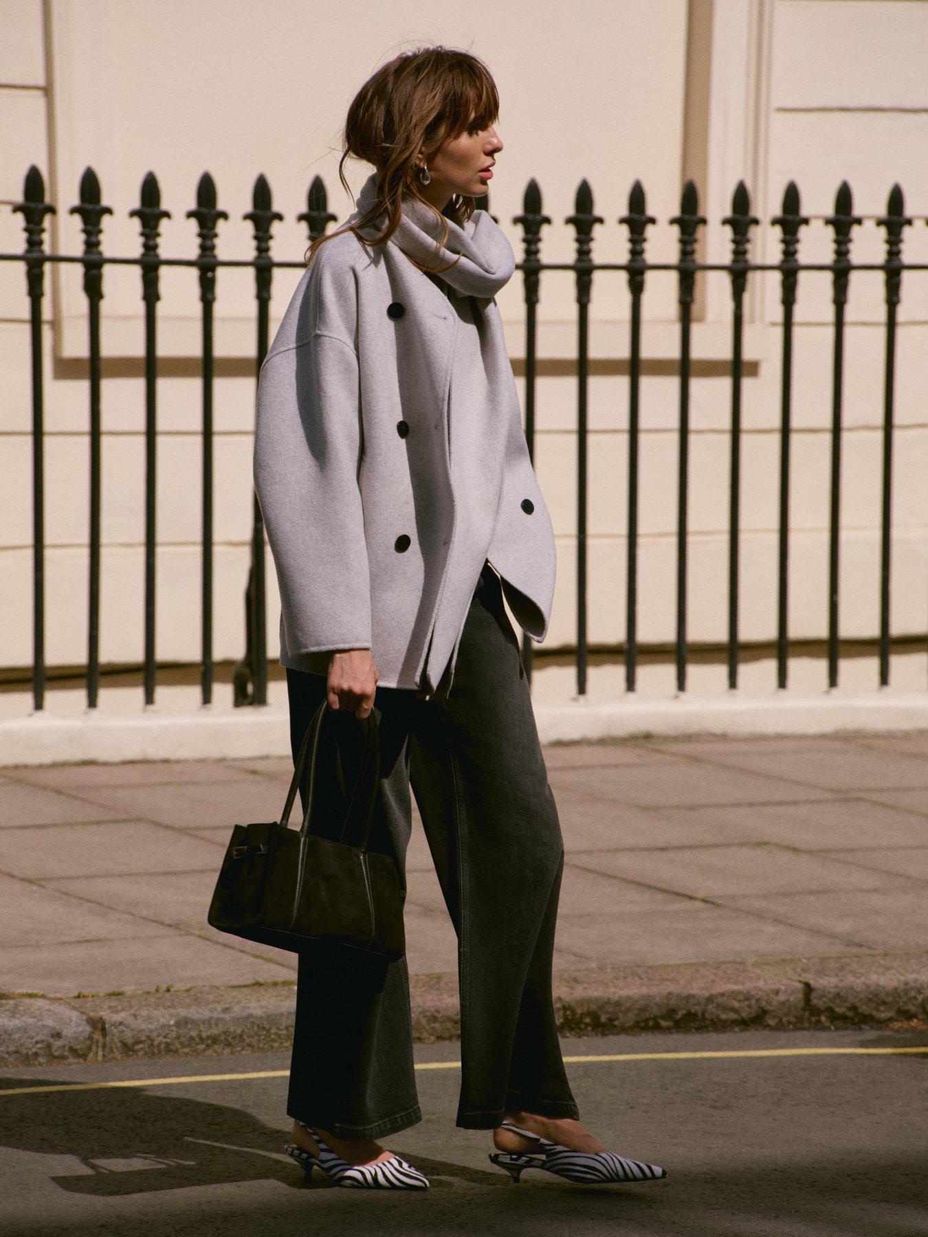 Image 3 of 6 of Mint Velvet Scarf Coat - Light Grey